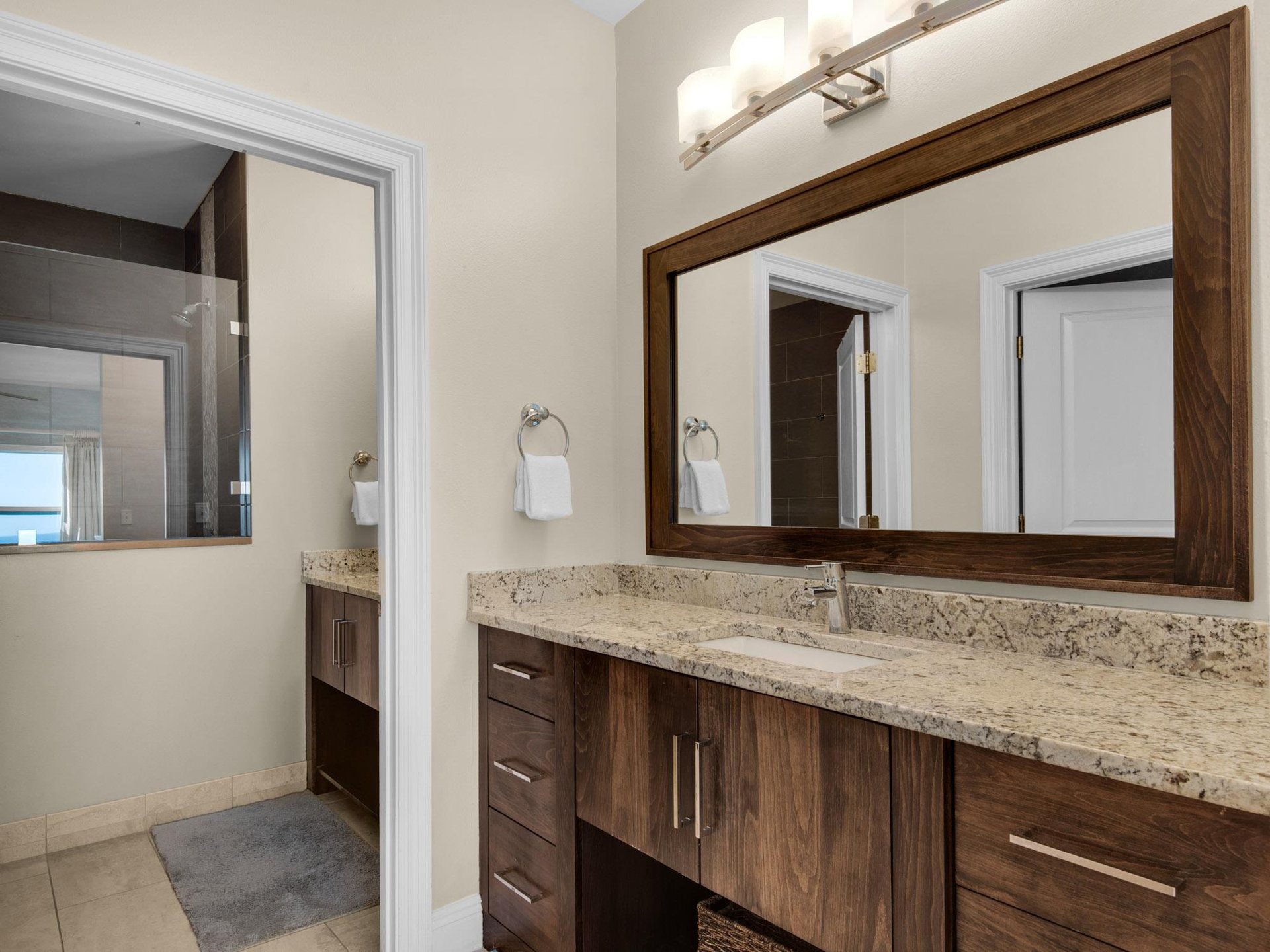 Dressing Area with Vanity in Primary Bathroom
