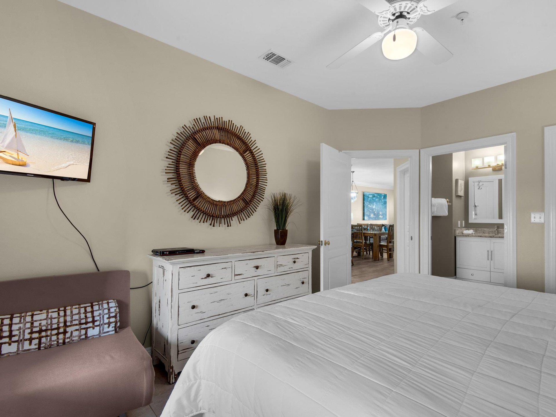Bedroom 2 with Private entrance to Hall Bath