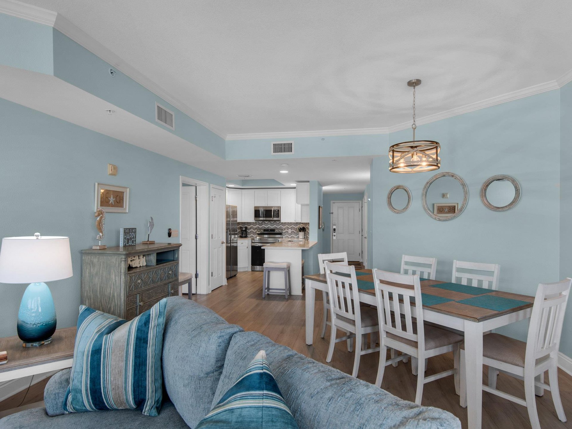 View from Living Room into Dining and Kitchen