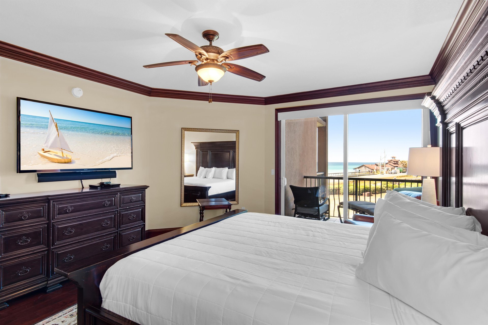 Primary Bedroom with Private Balcony and Gulf Views