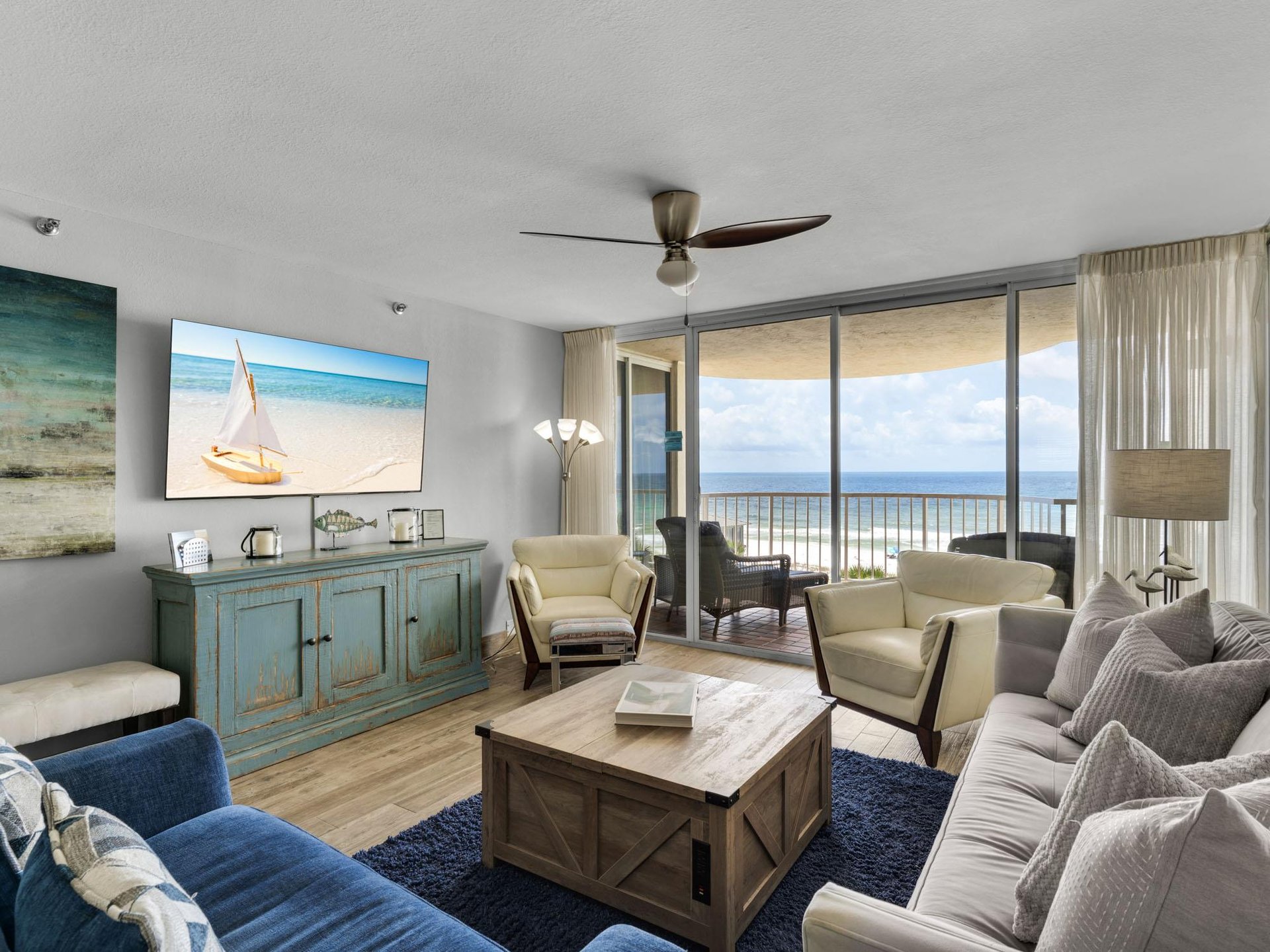 Living Room with Private Gulf Front Balcony