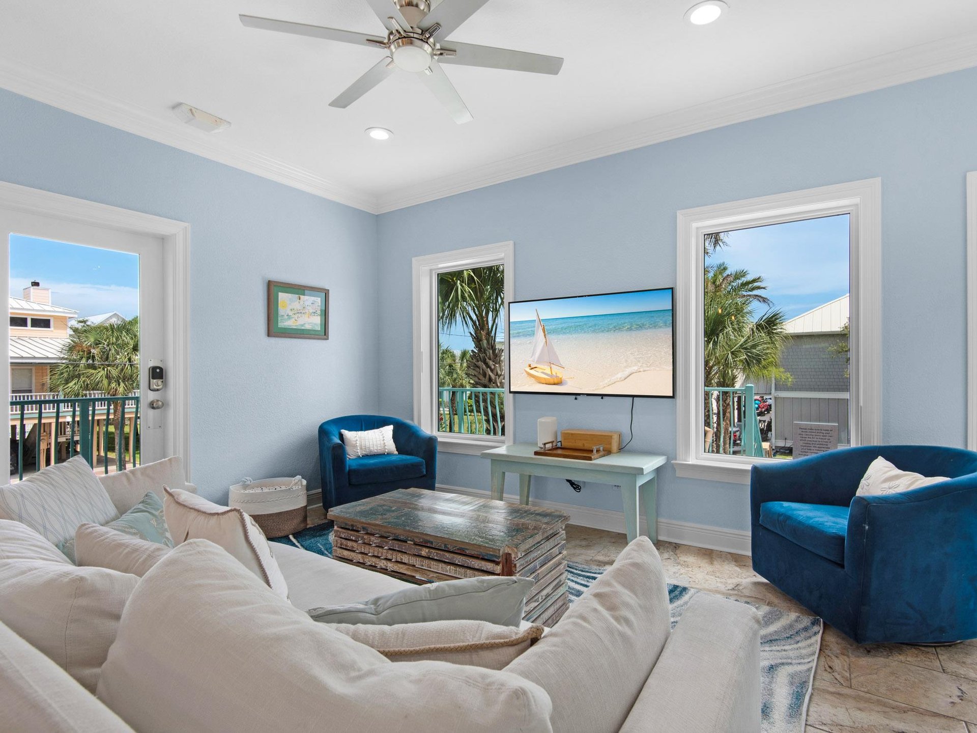 Living Area on Main Floor with TV