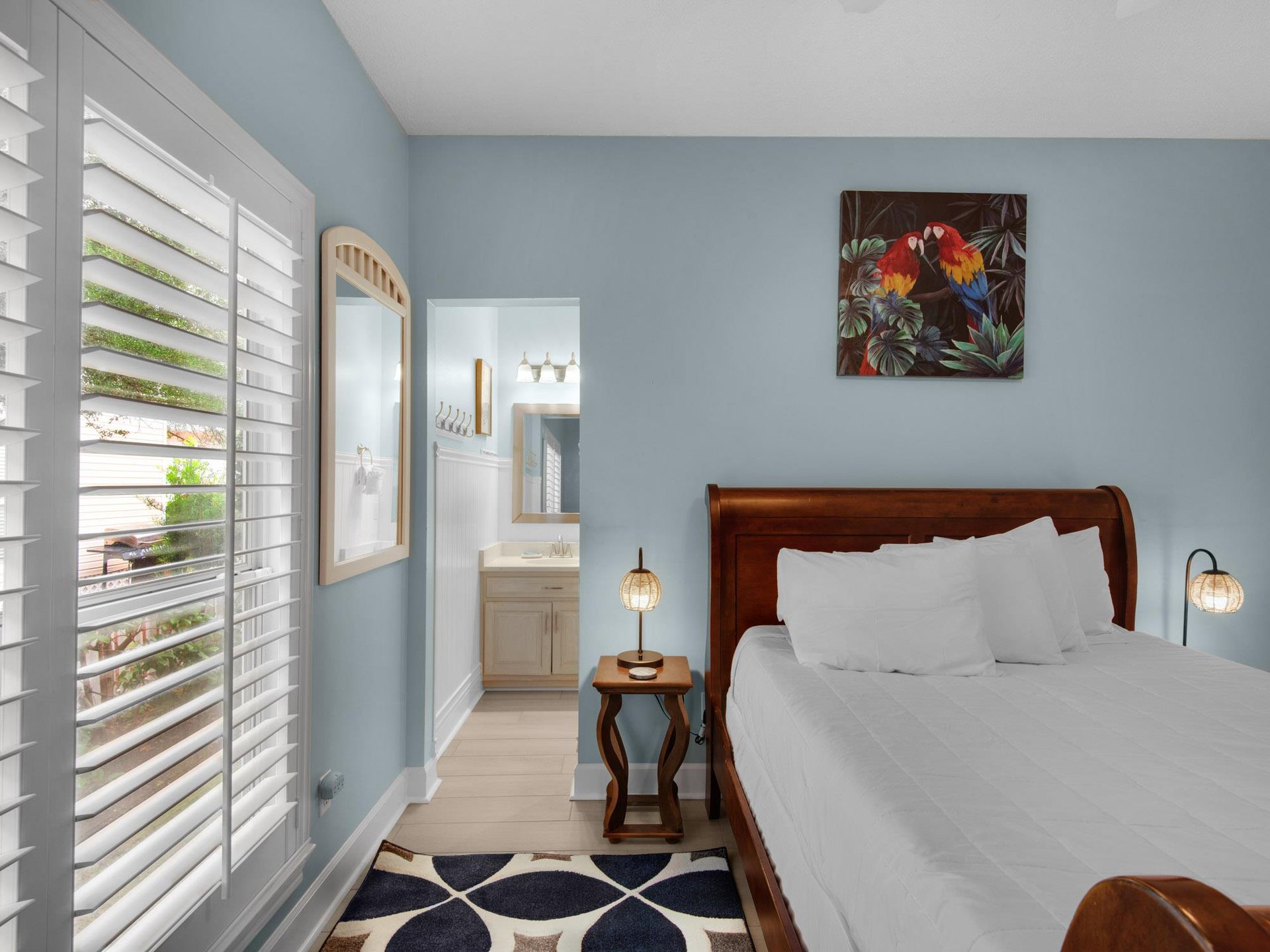 Primary Bedroom with Shared Bathroom  door in primary and door in twin bedroom