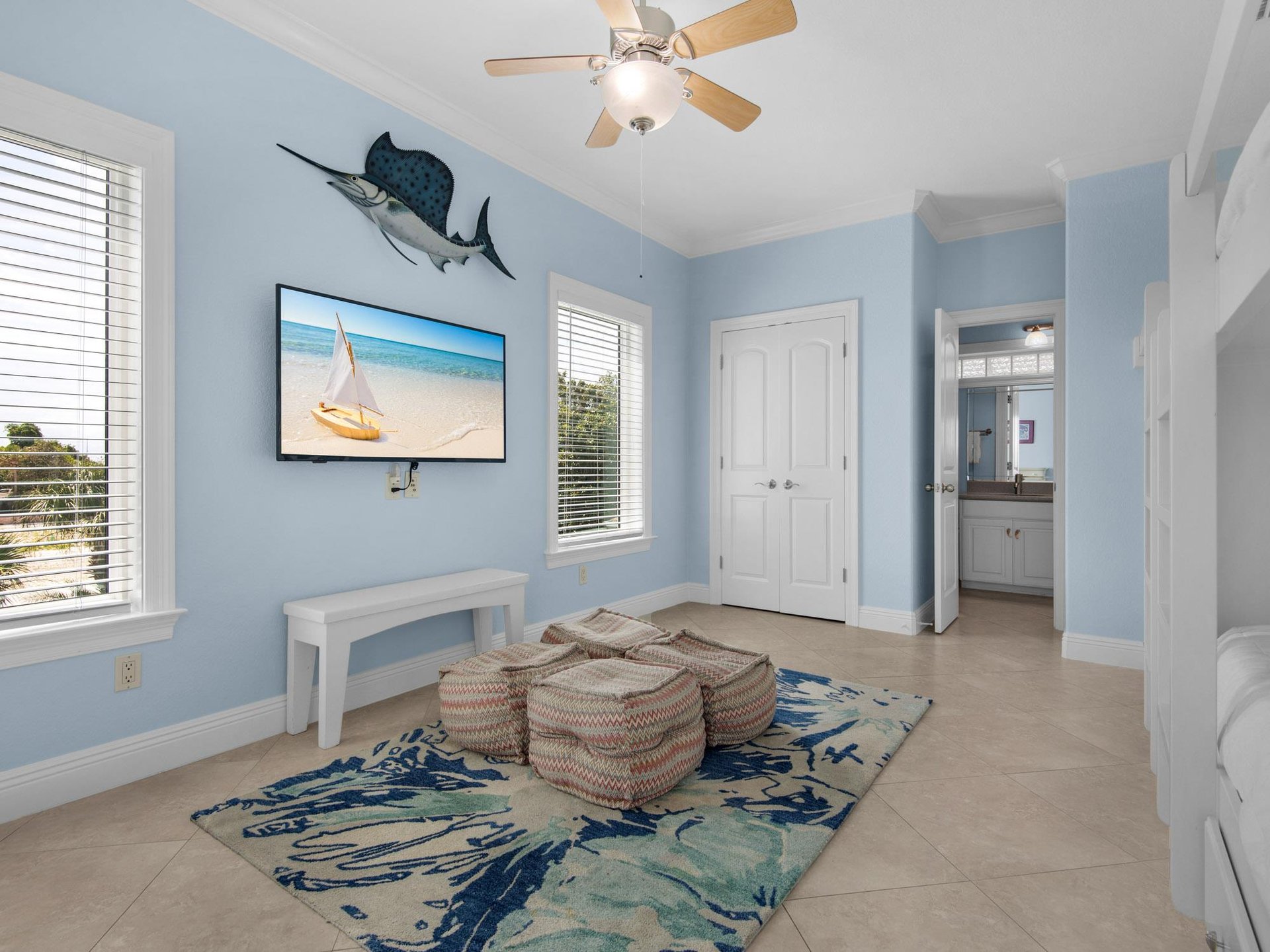 Bedroom 6  3rd Floor with 2 Bunk Beds and TV