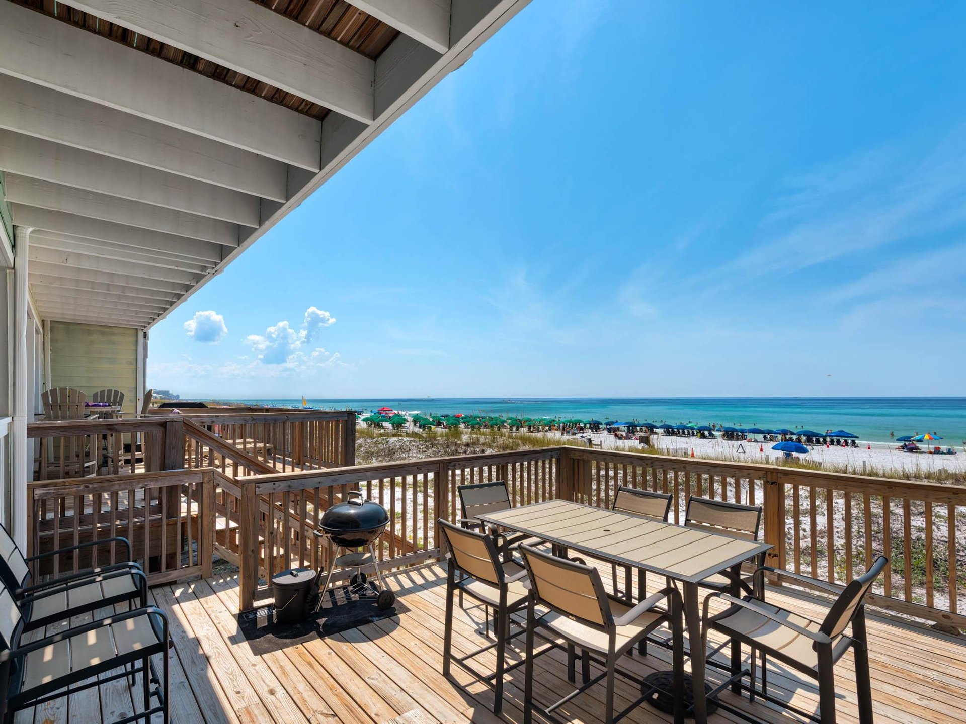 Beach level deck with grill