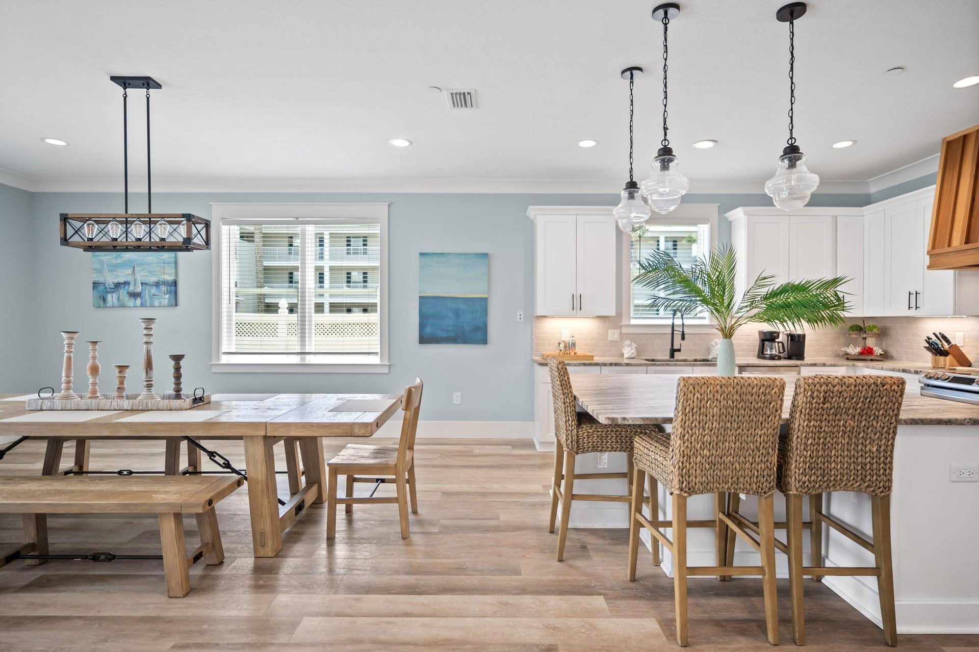 Large Dining Table and Bar Seating