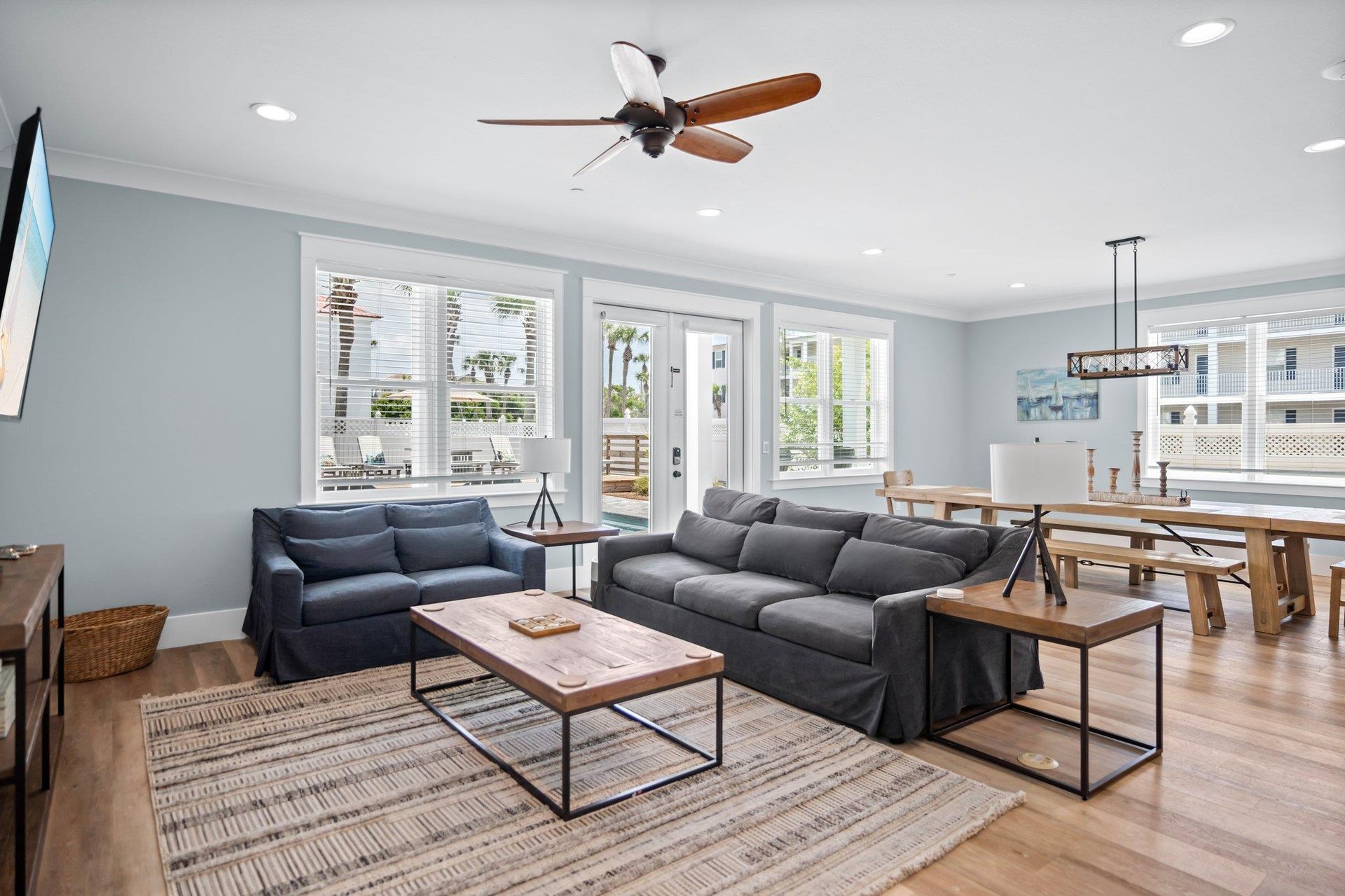 Living Room with Access to the Private Backyard and Pool