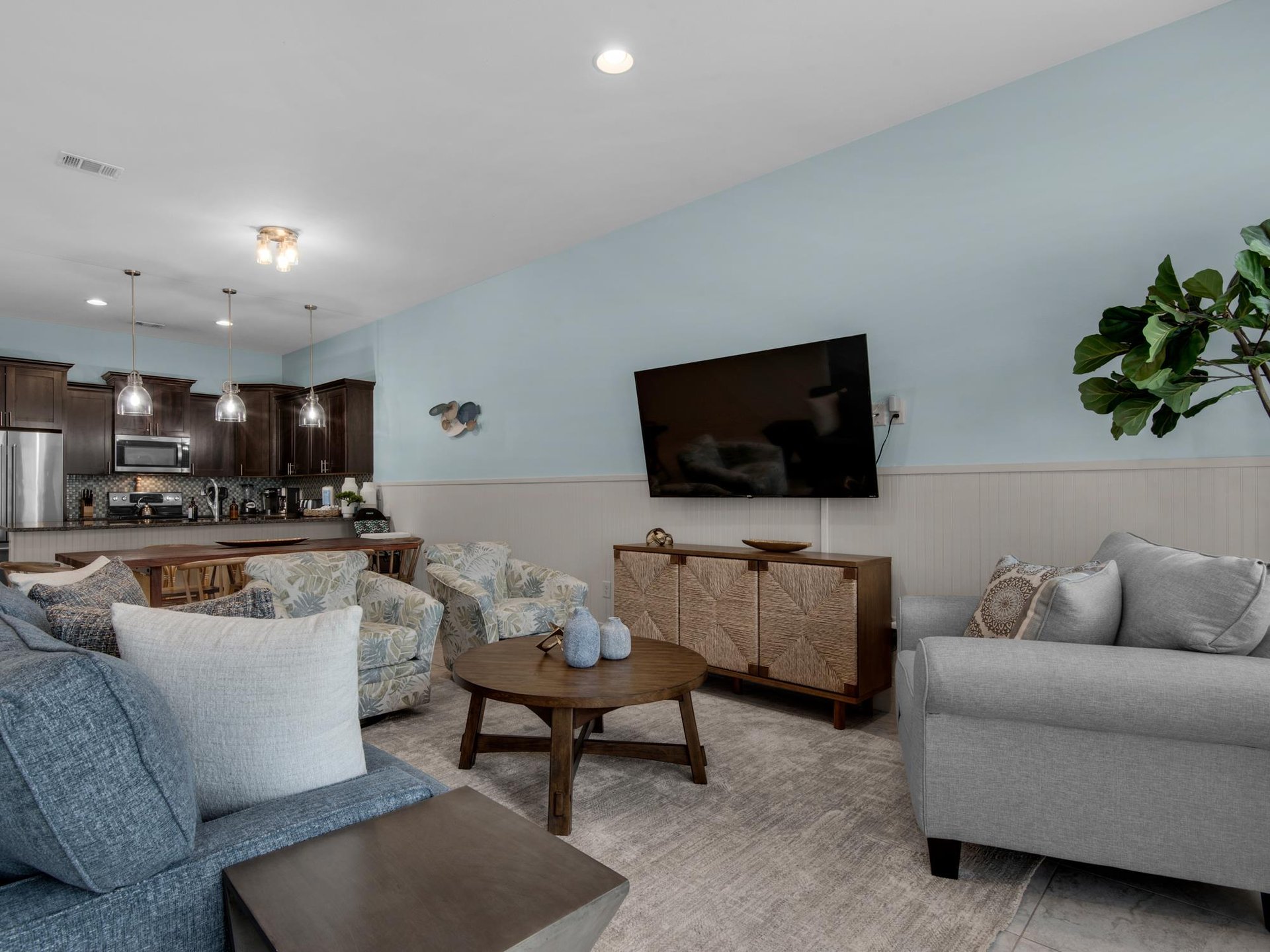 Living Room open to Kitchen and Dining