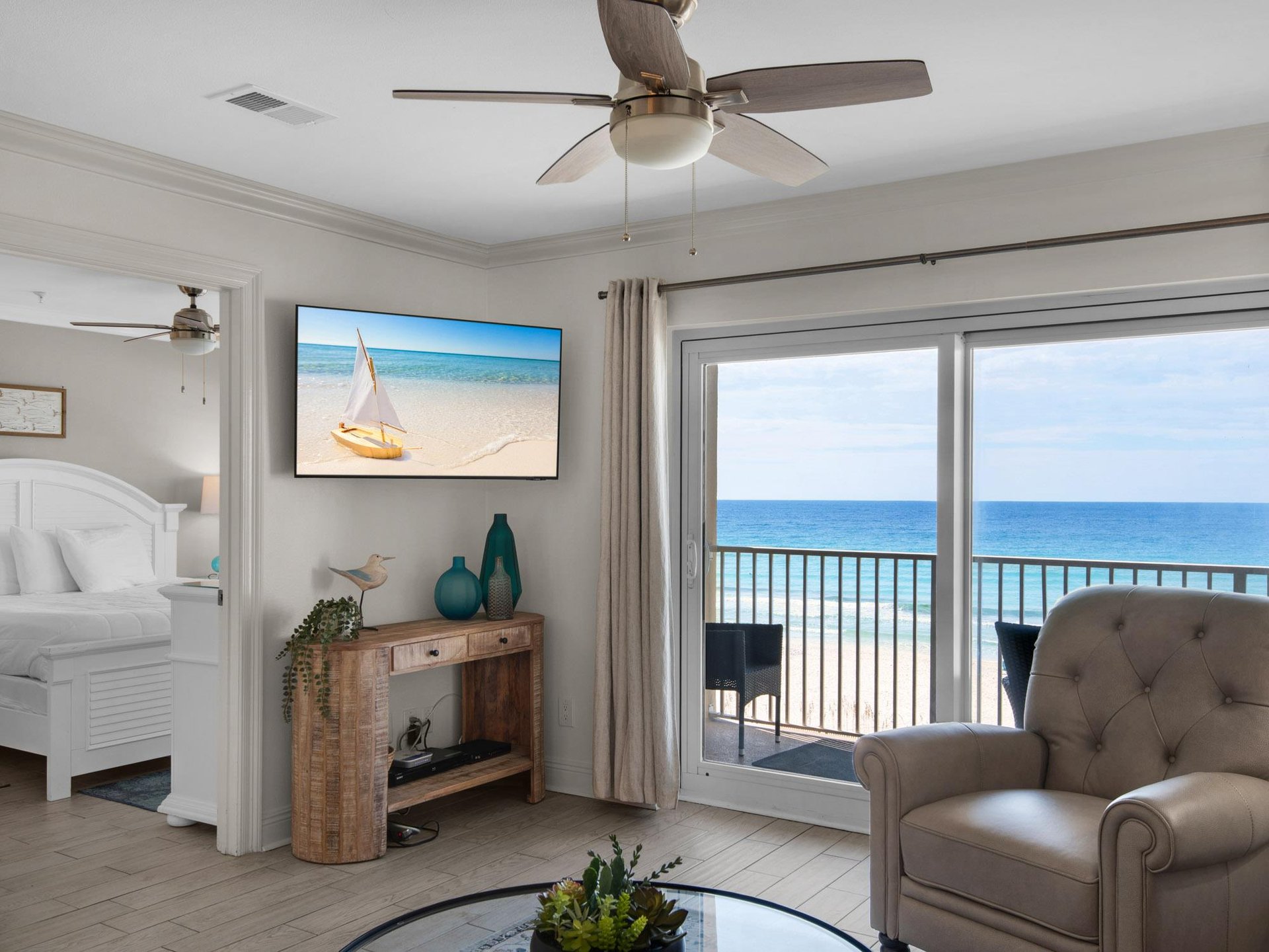 Living Room with Private Balcony Access