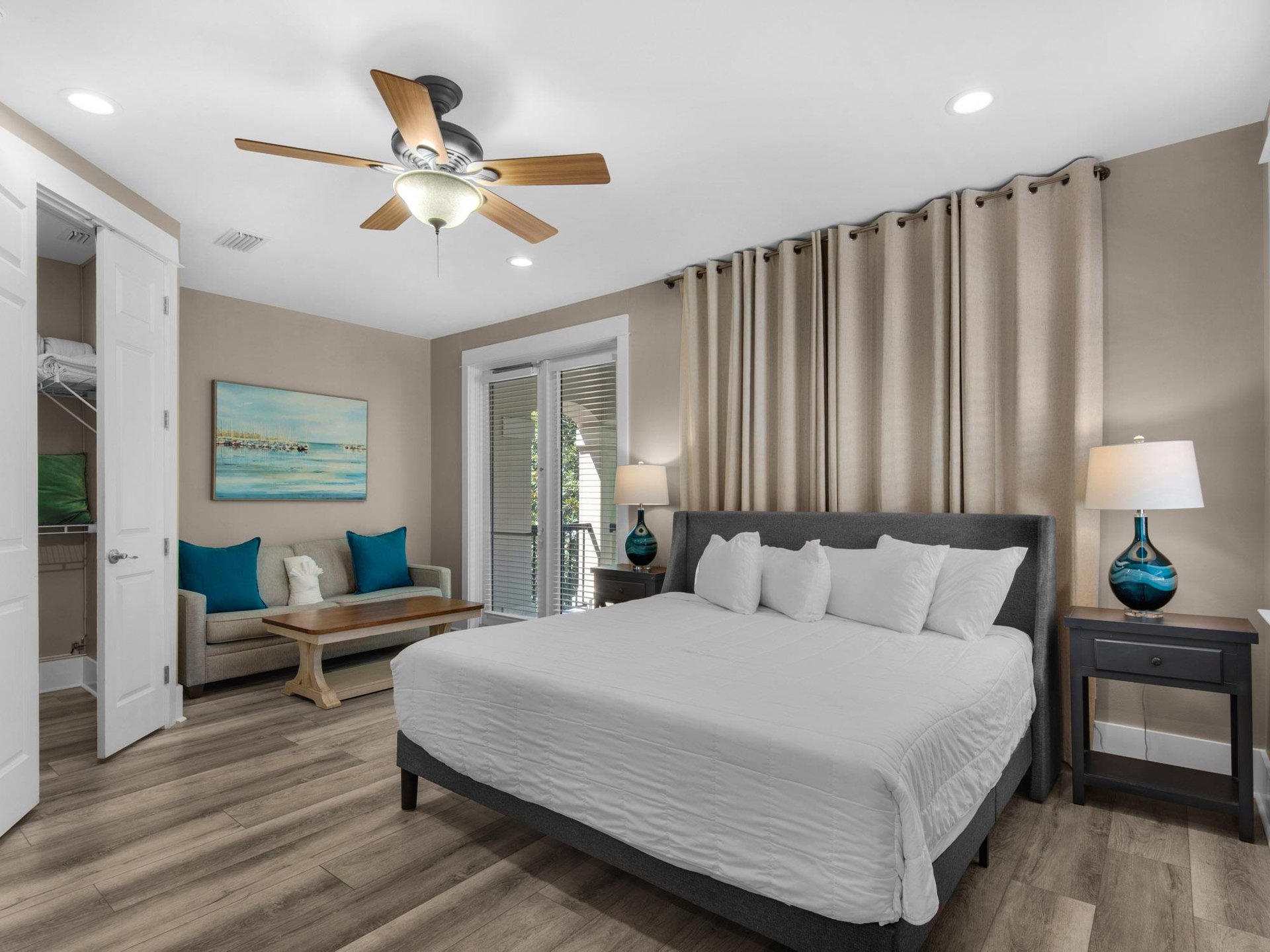 2nd Floor Bedroom 2 with King, Sofa Sleeper, Bunk Area and Balcony