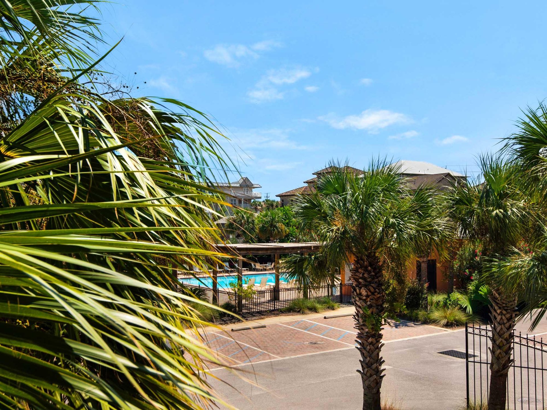 View of pool area from 2nd floor balcony