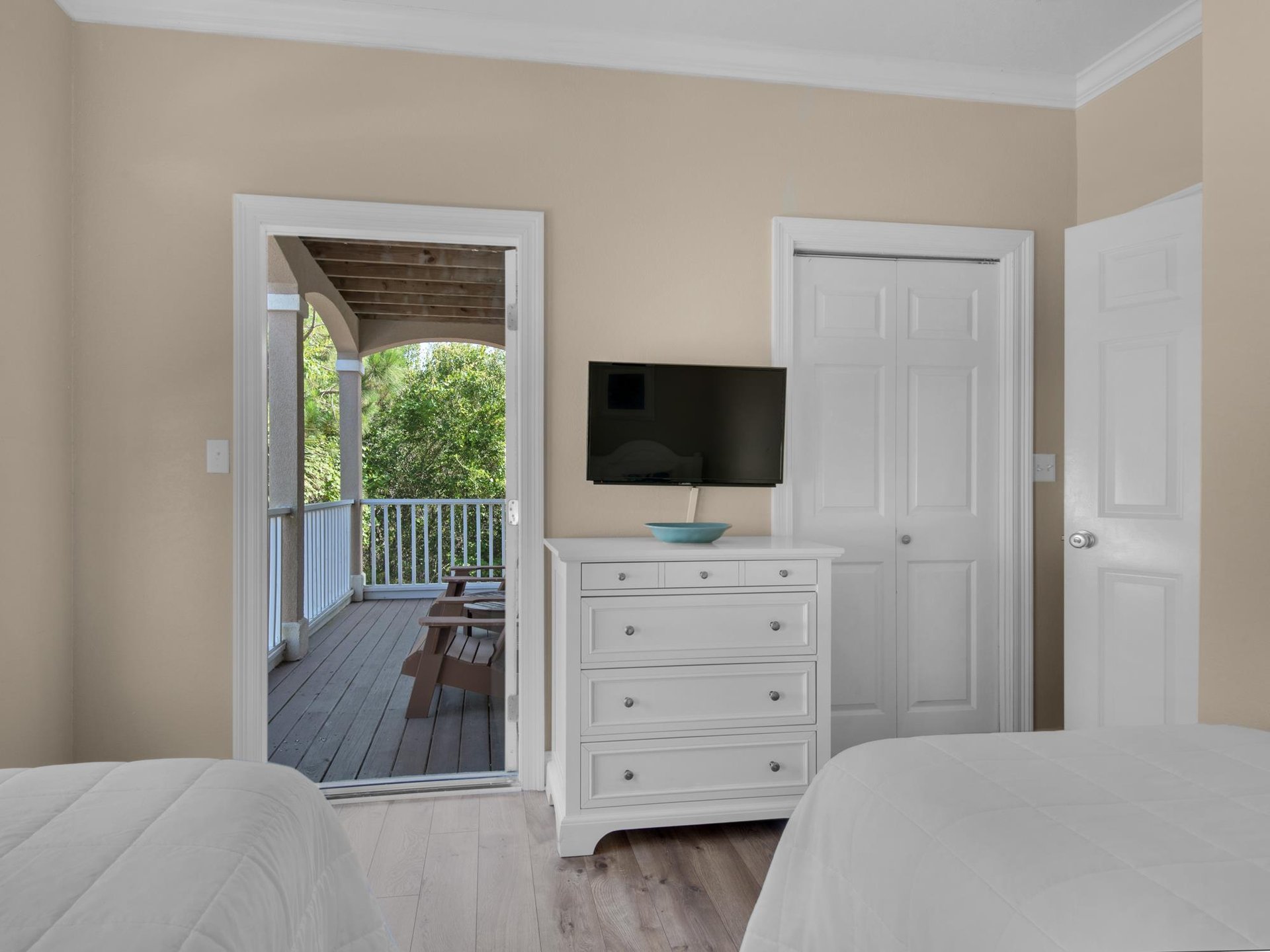 2nd Floor Bedroom 3 with Balcony Access and TV