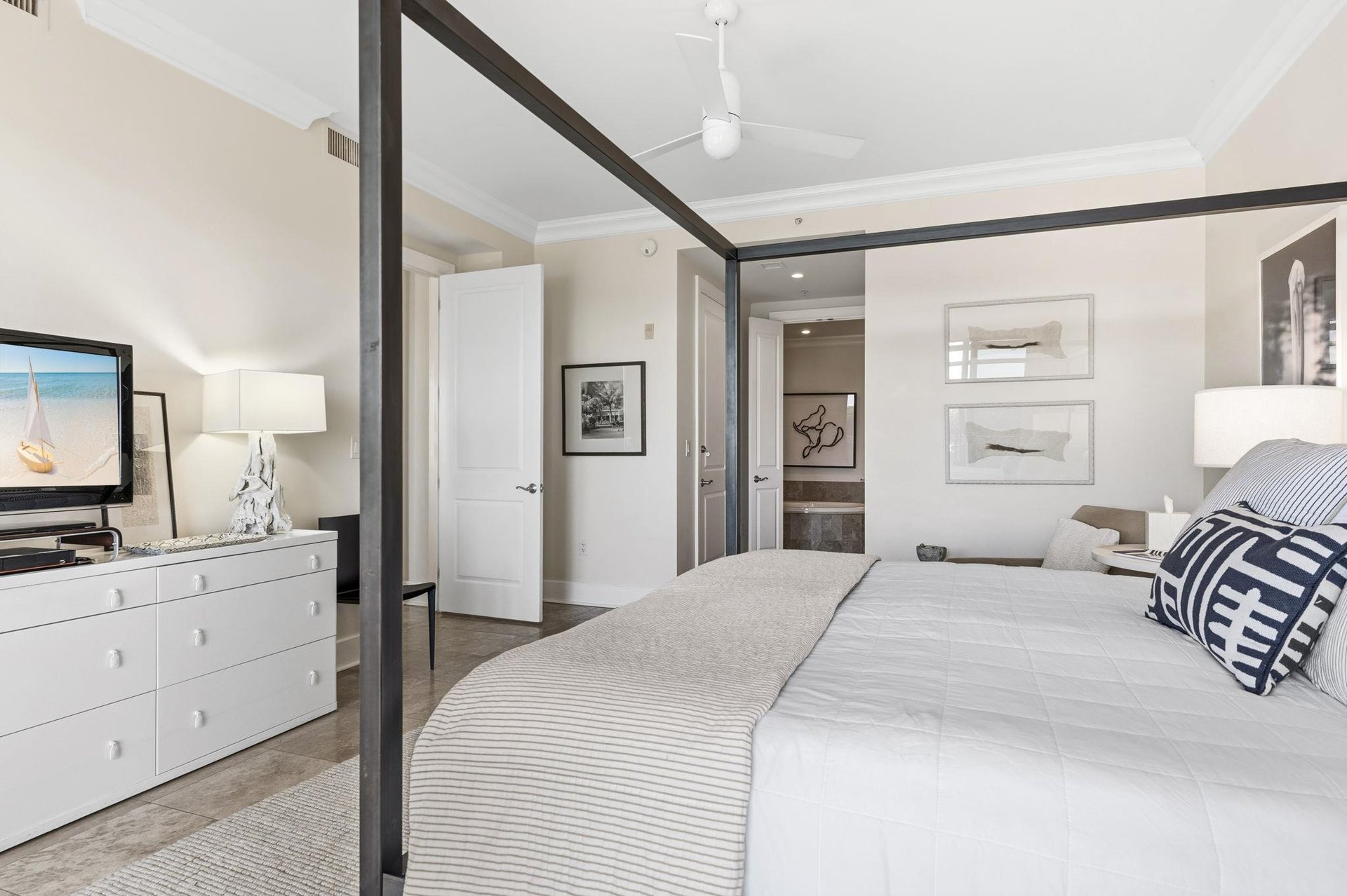 Bedroom 1 with King Bed and Flat Screen TV