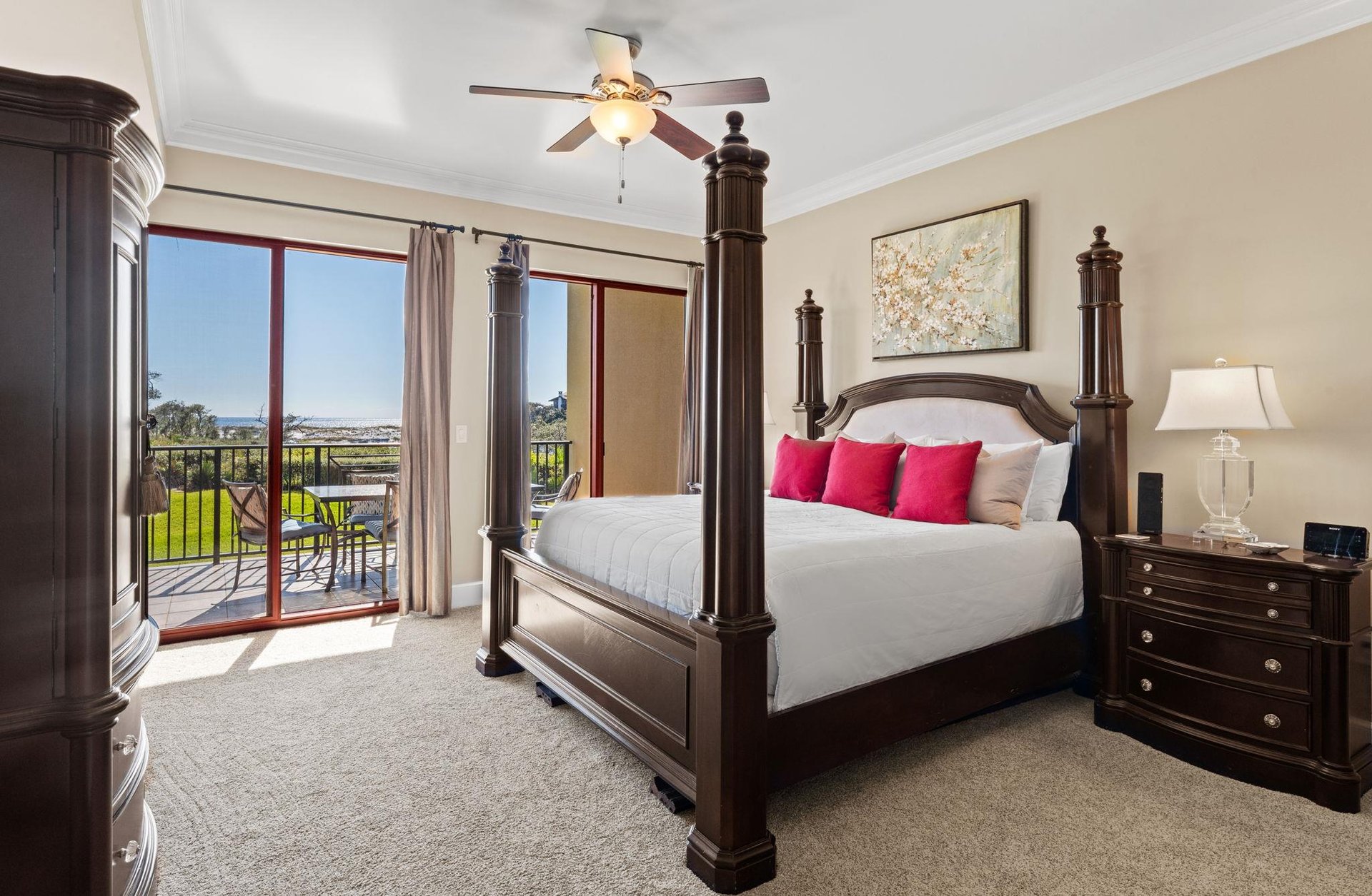Bedroom 1 with King Bed and Balcony Access