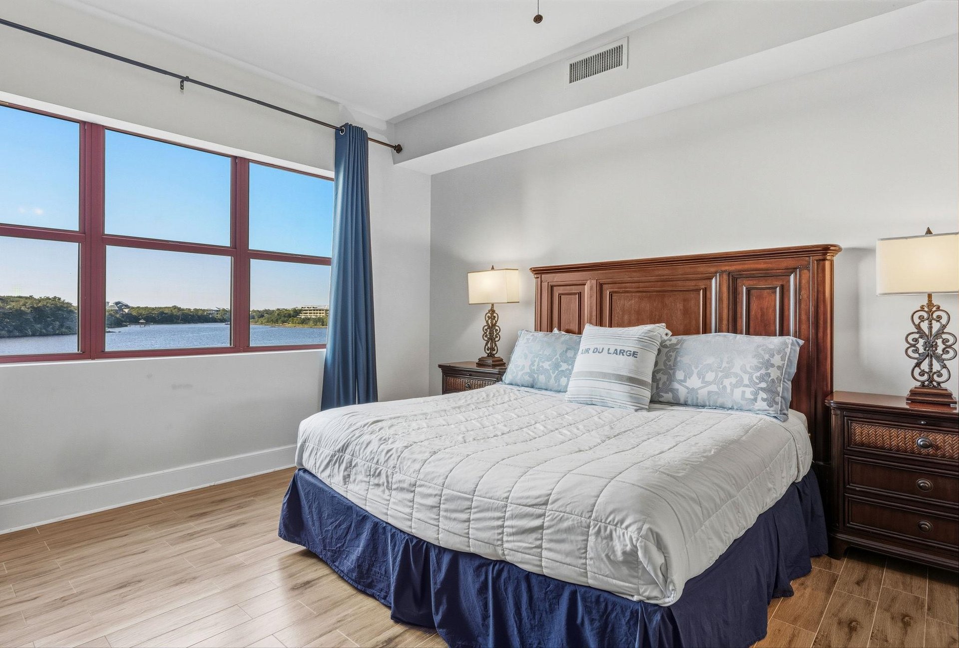 Bedroom 1 with King Bed and Water View