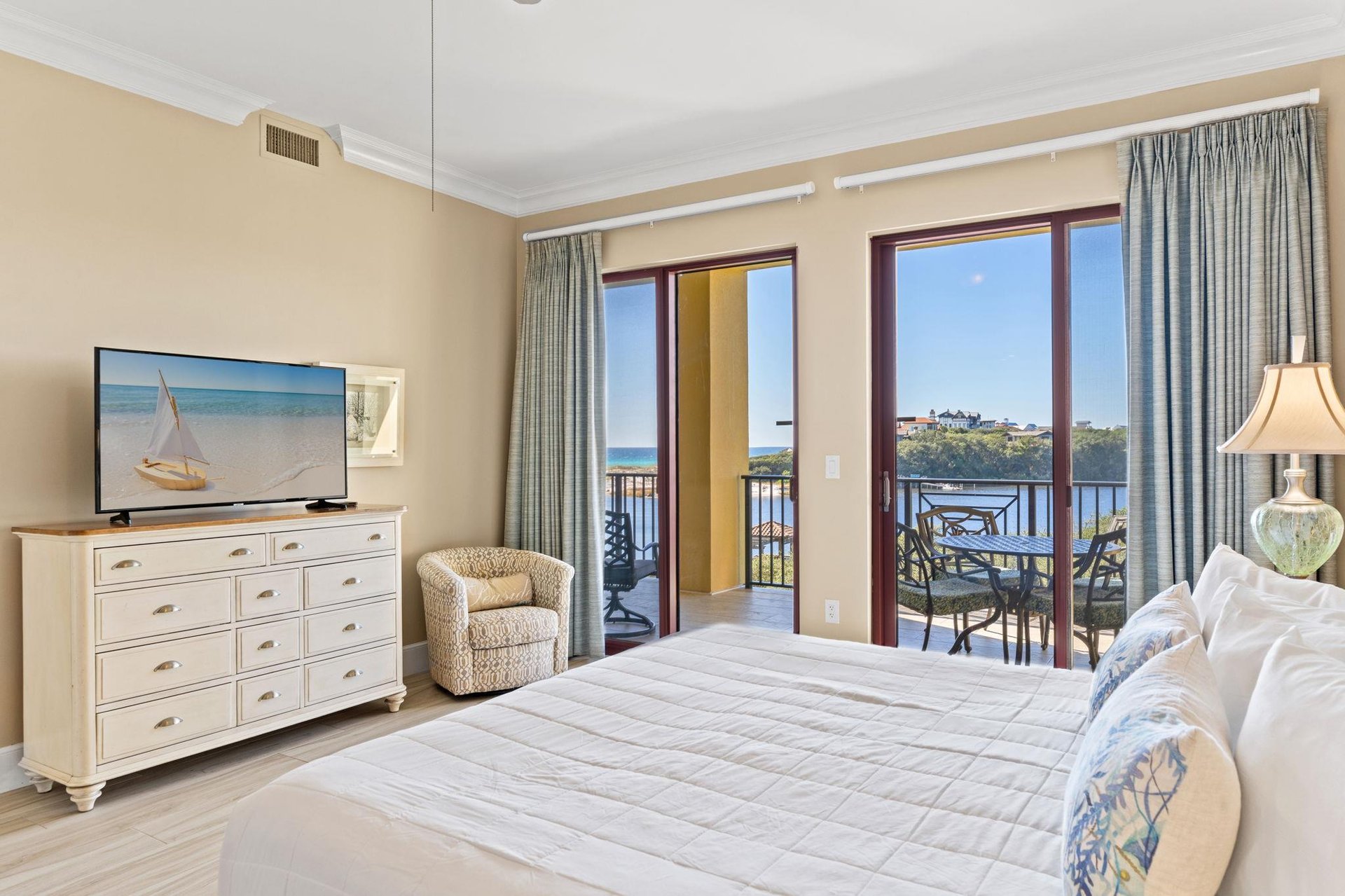 Bedroom 1 with Gorgeous Gulf and Lake View