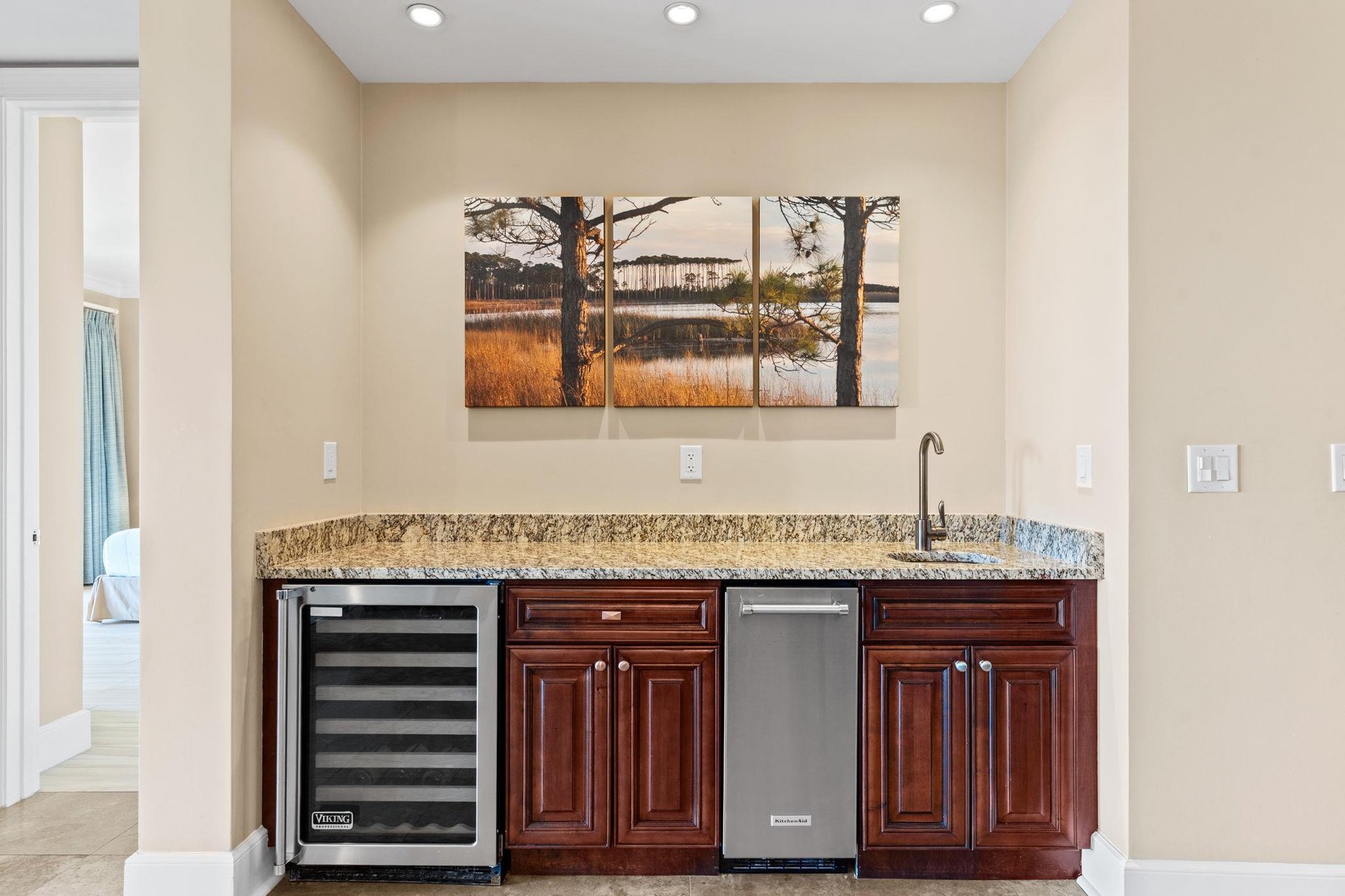 Wet Bar with Ice Machine and Wine Fridge