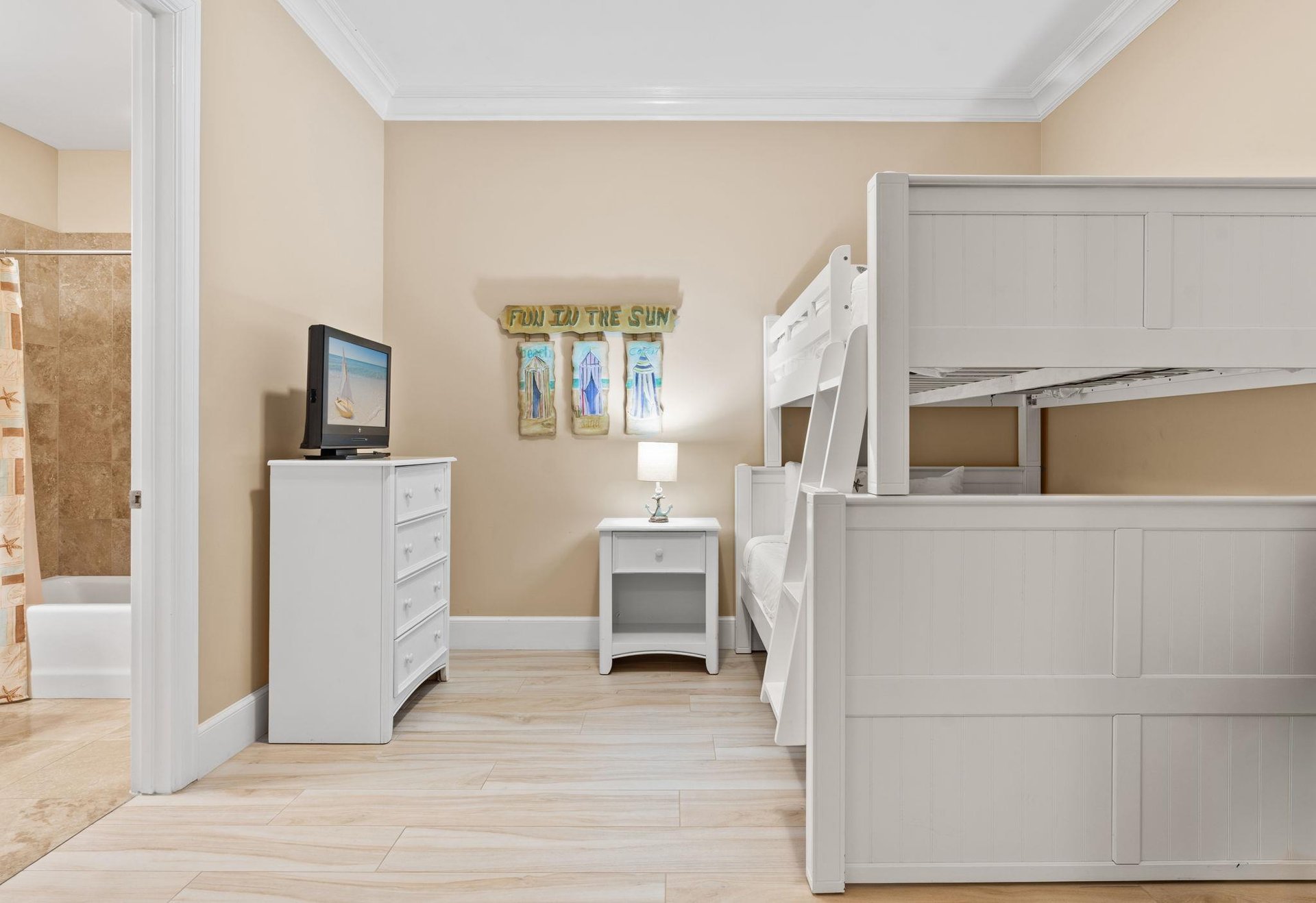 Bedroom 3 with Double over Queen Bunk and Flat Screen TV