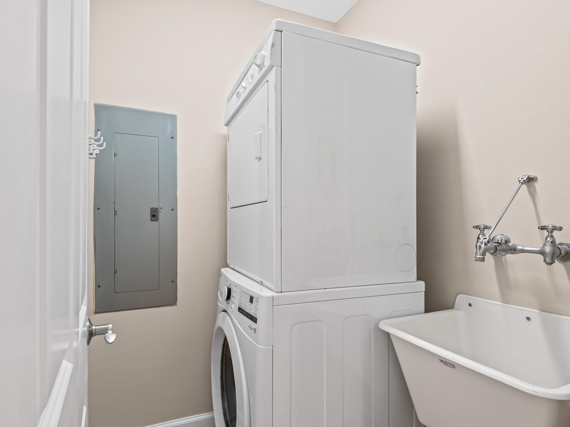 Your dedicated laundry space with stacked washer and dryer makes extended stays effortless and comfortable.