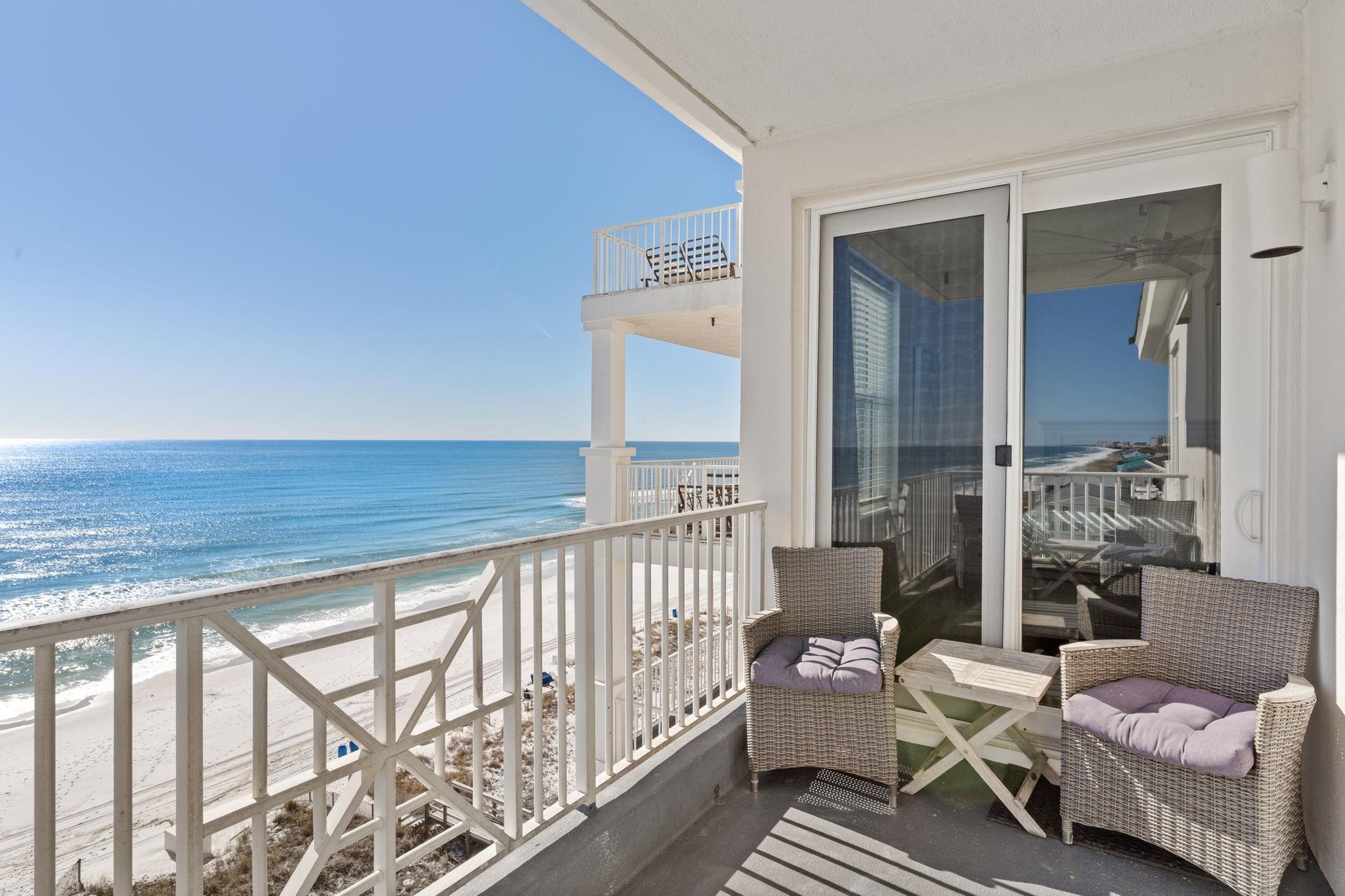 Sip your morning coffee while watching waves dance on pristine white sand from your private gulf front balcony.