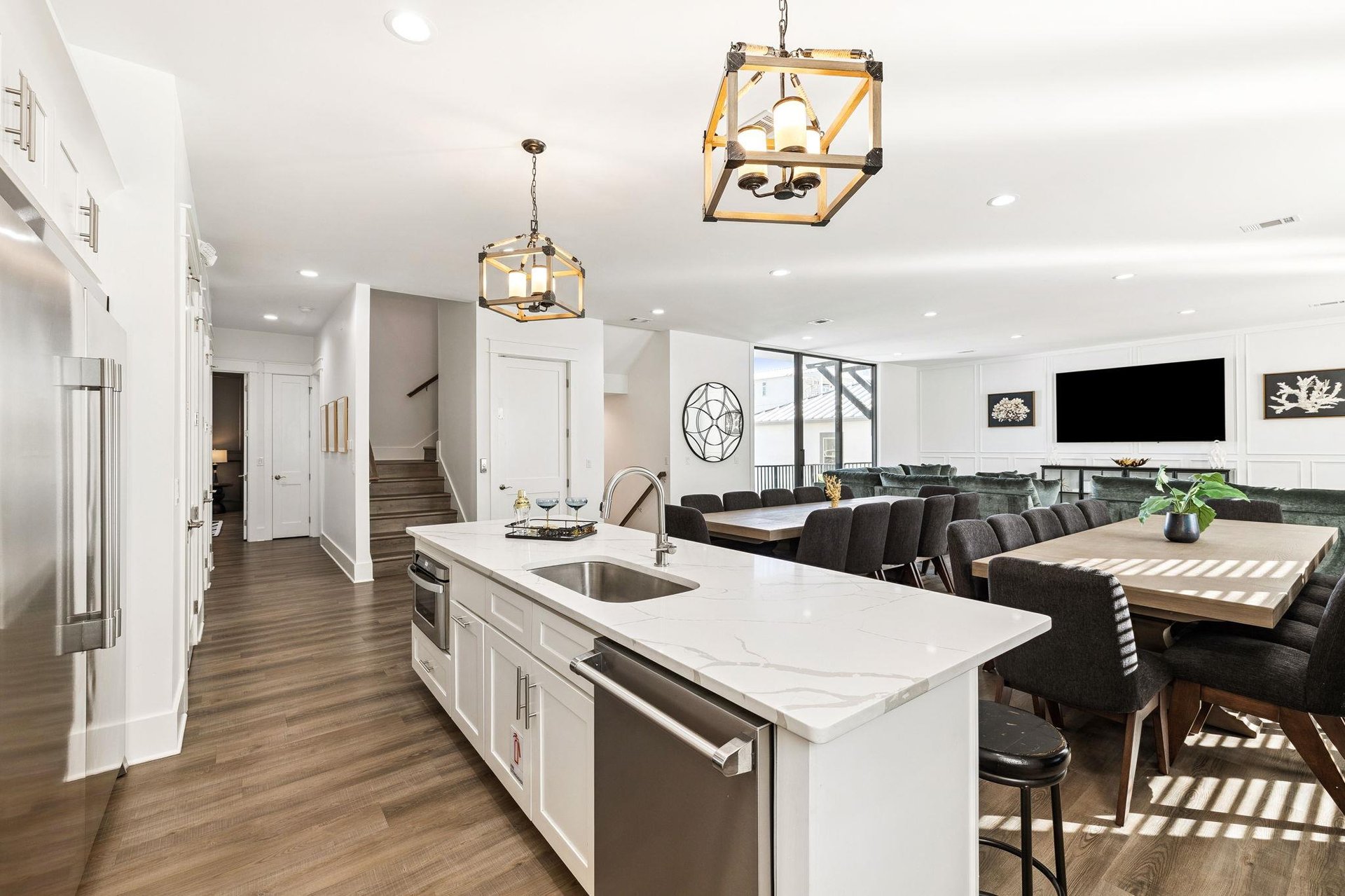 The open floor plan allows for every member to be included in the family fun