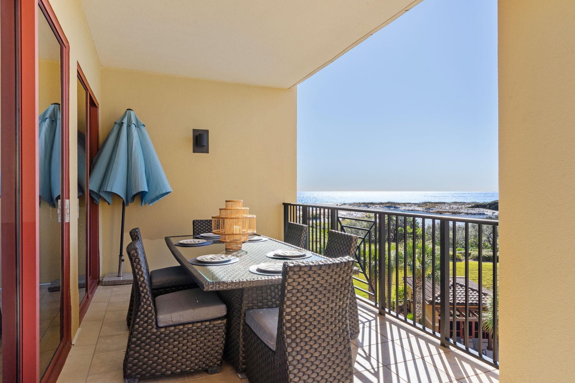 Al Fresco Dining with a Gulf View on Private Balcony Off Living Room