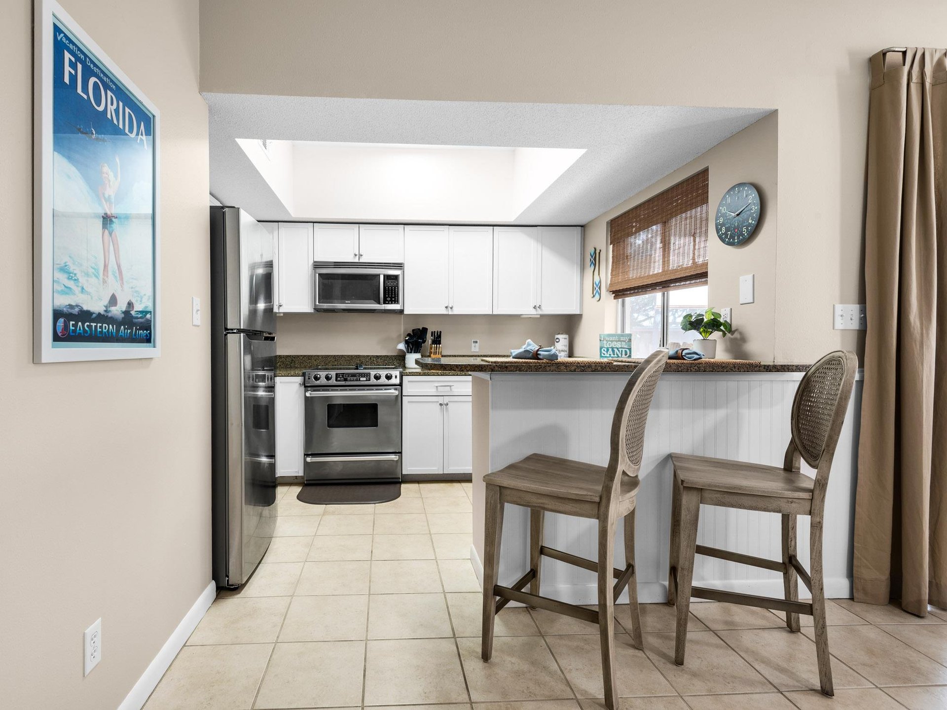 Enjoy the kitchen with a skylight that bathes everything in natural light.