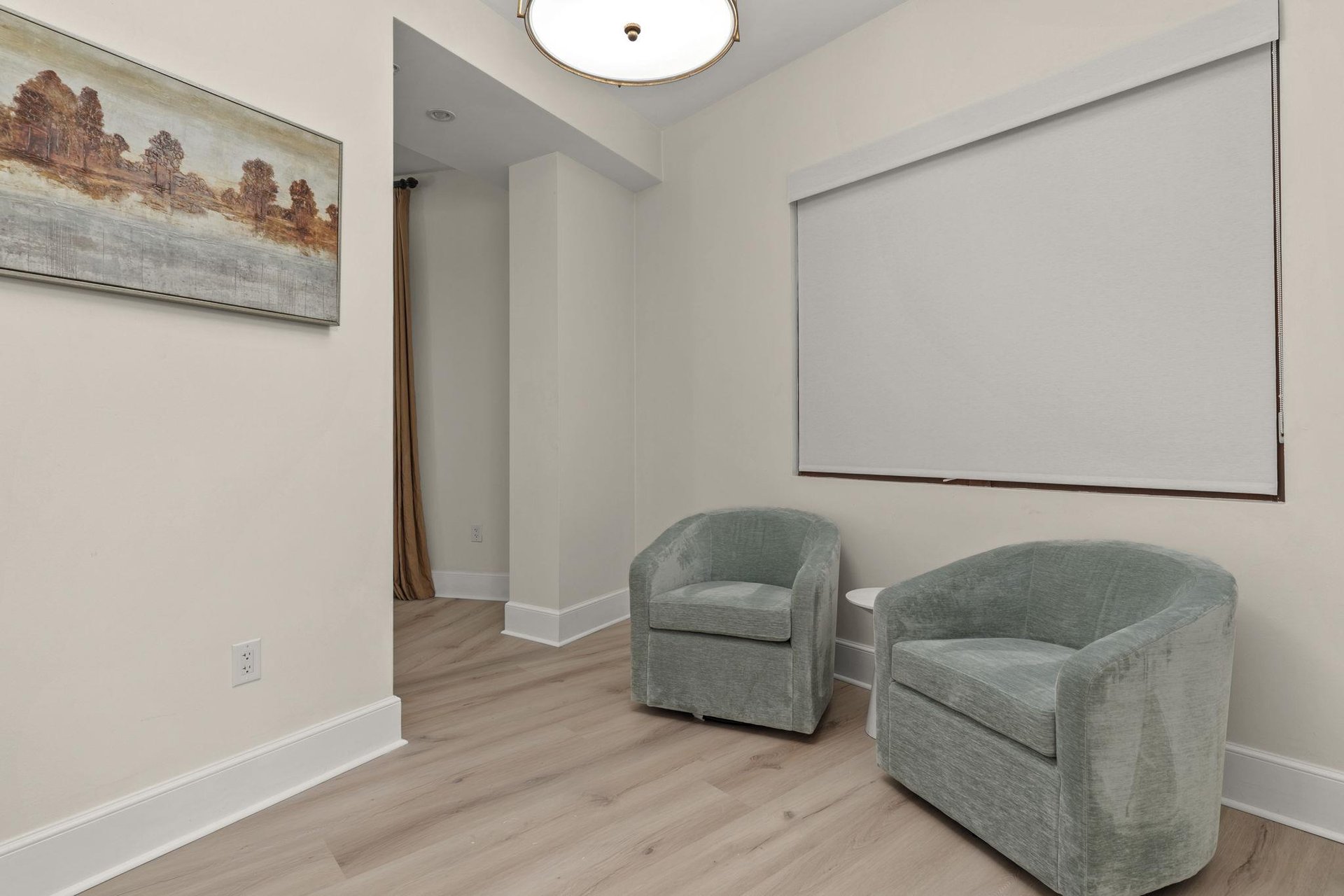 Unwind in your private seating area with plush chairs and elegant decor  perfect for quiet moments together.