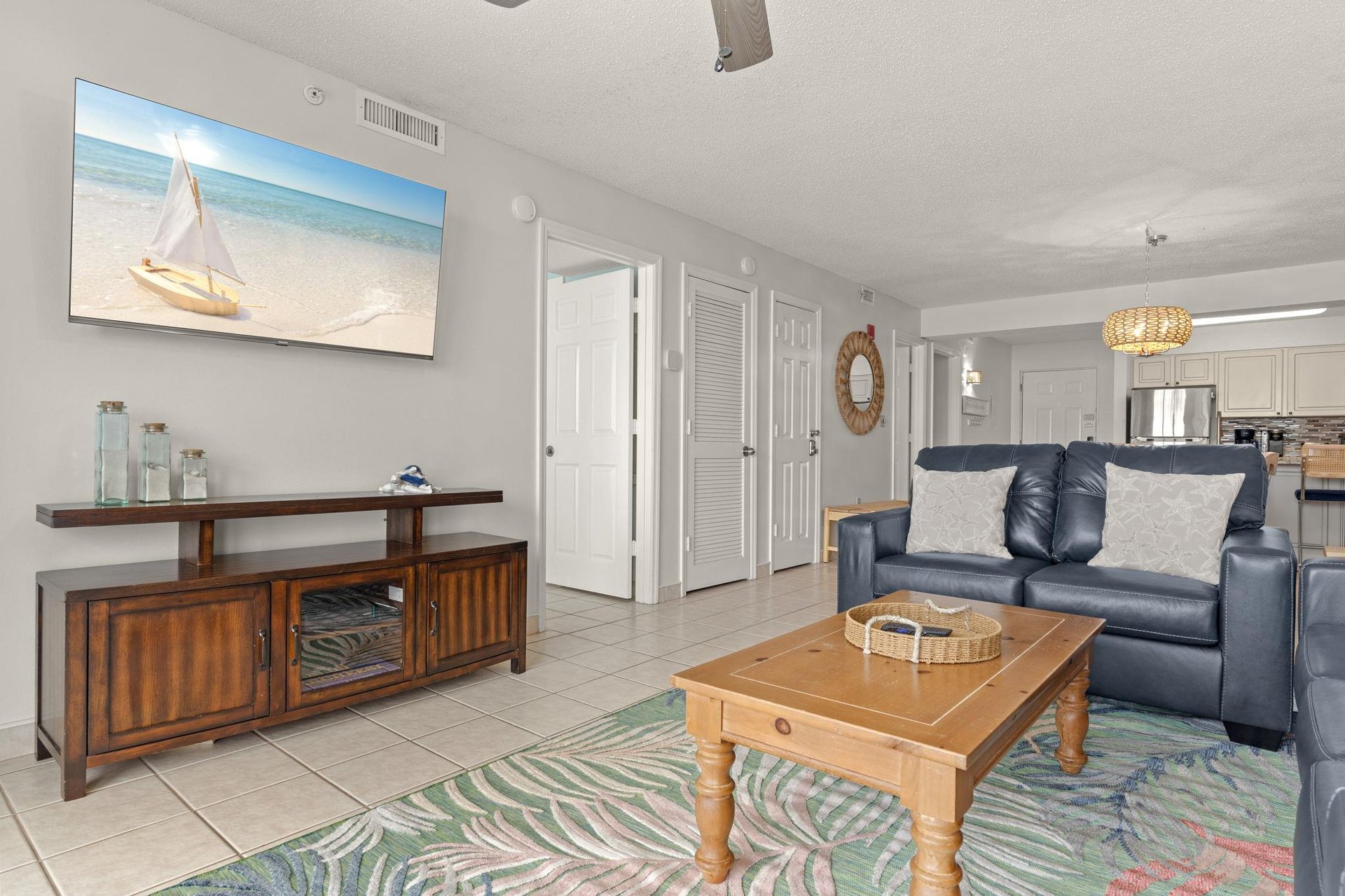 Living room with mounted TV