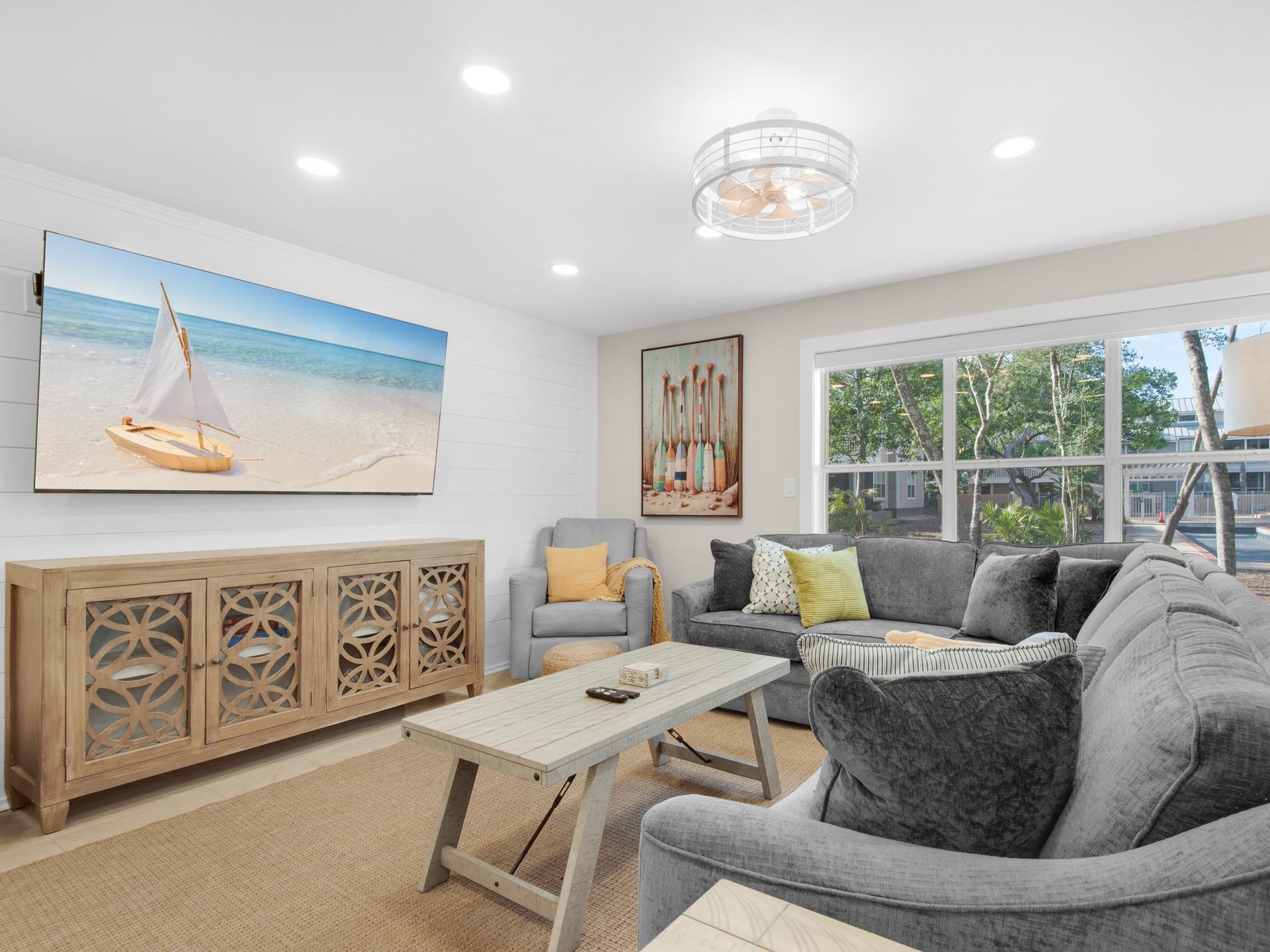 Large smart TV in the spacious living area