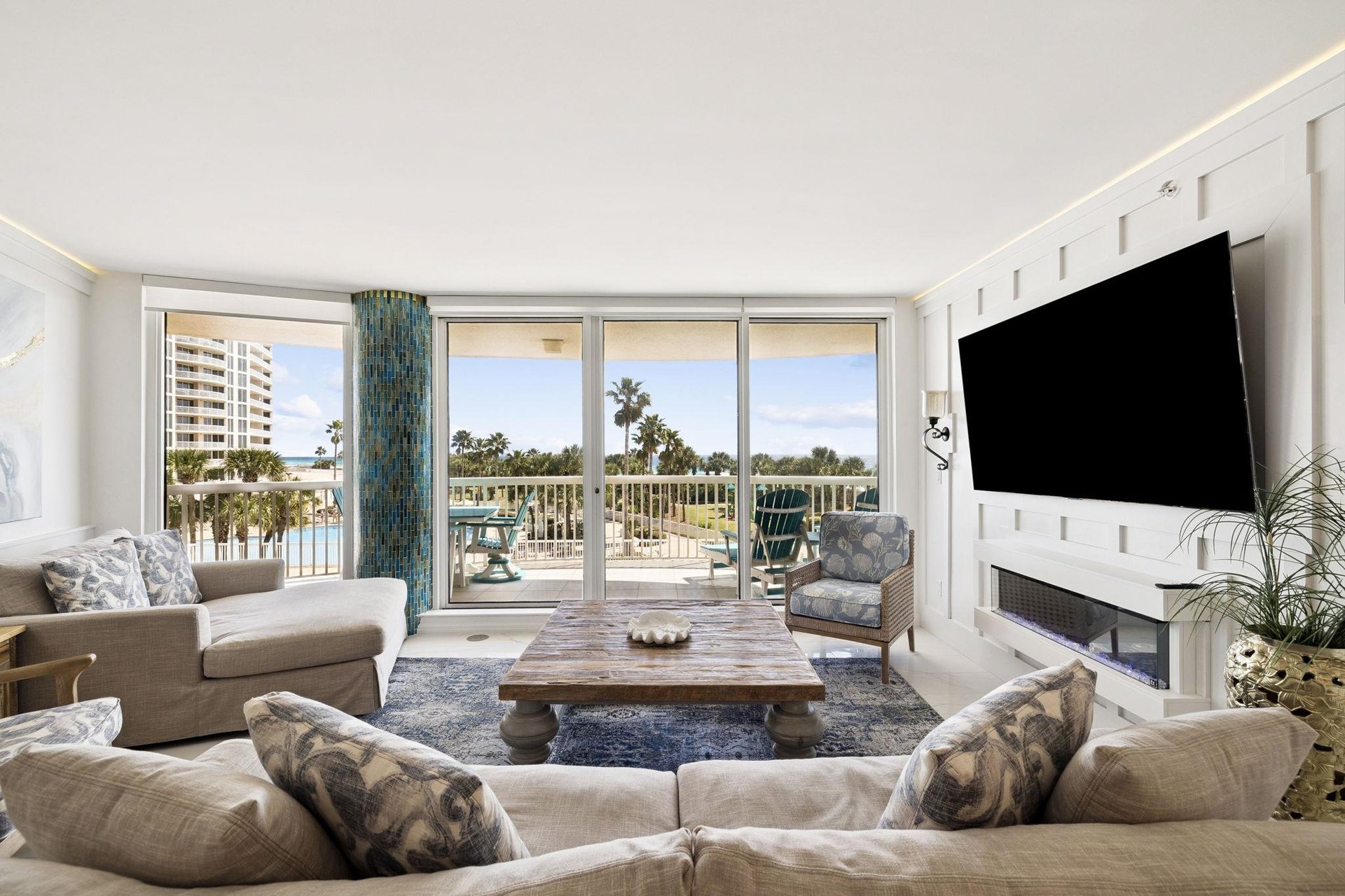 Open Living room with private balcony