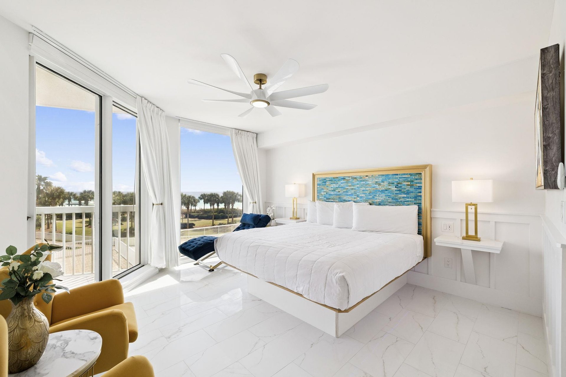 Drift into peaceful sleep in your bright, airy bedroom with stunning views and coastalinspired touches.