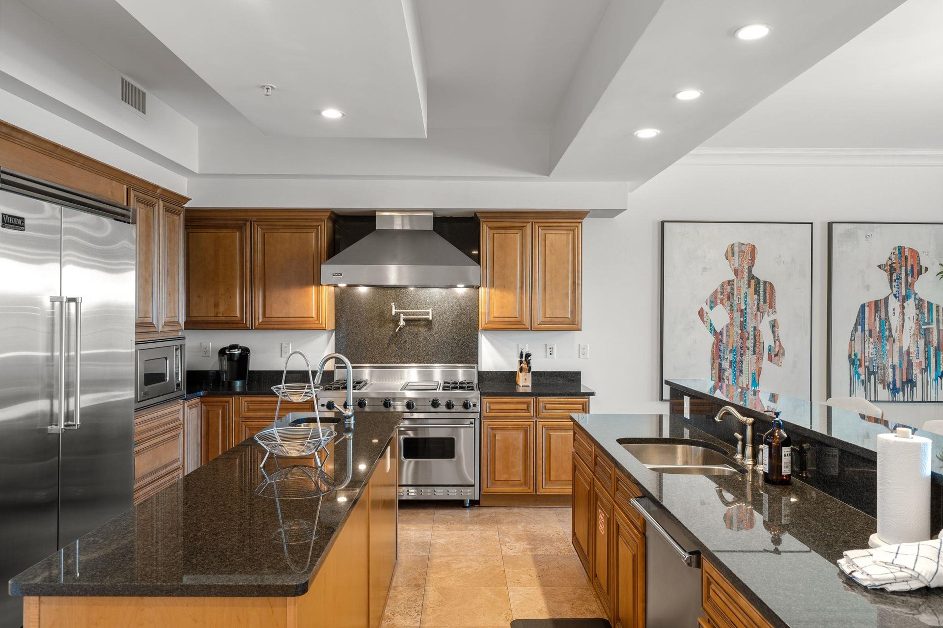 Spacious chefinspired kitchen with ample counter space for family meal prep