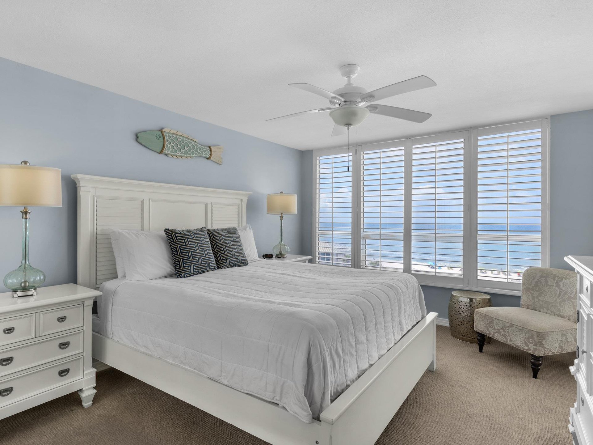 Bedroom 1 with a King Bed and Gulf View