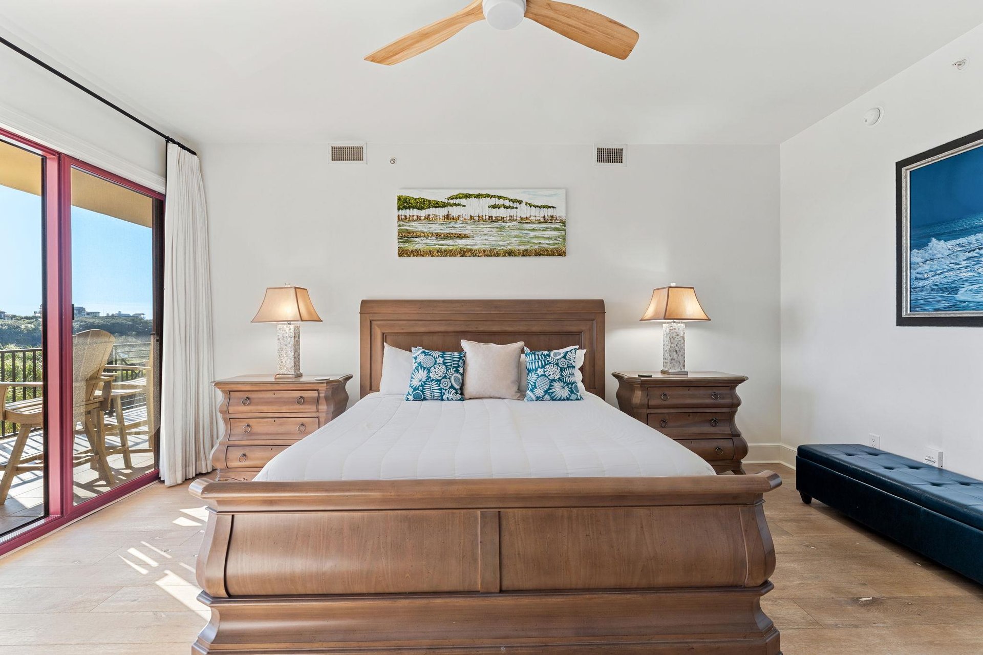 Bedroom 1 with King Bed and Access to Private Balcony