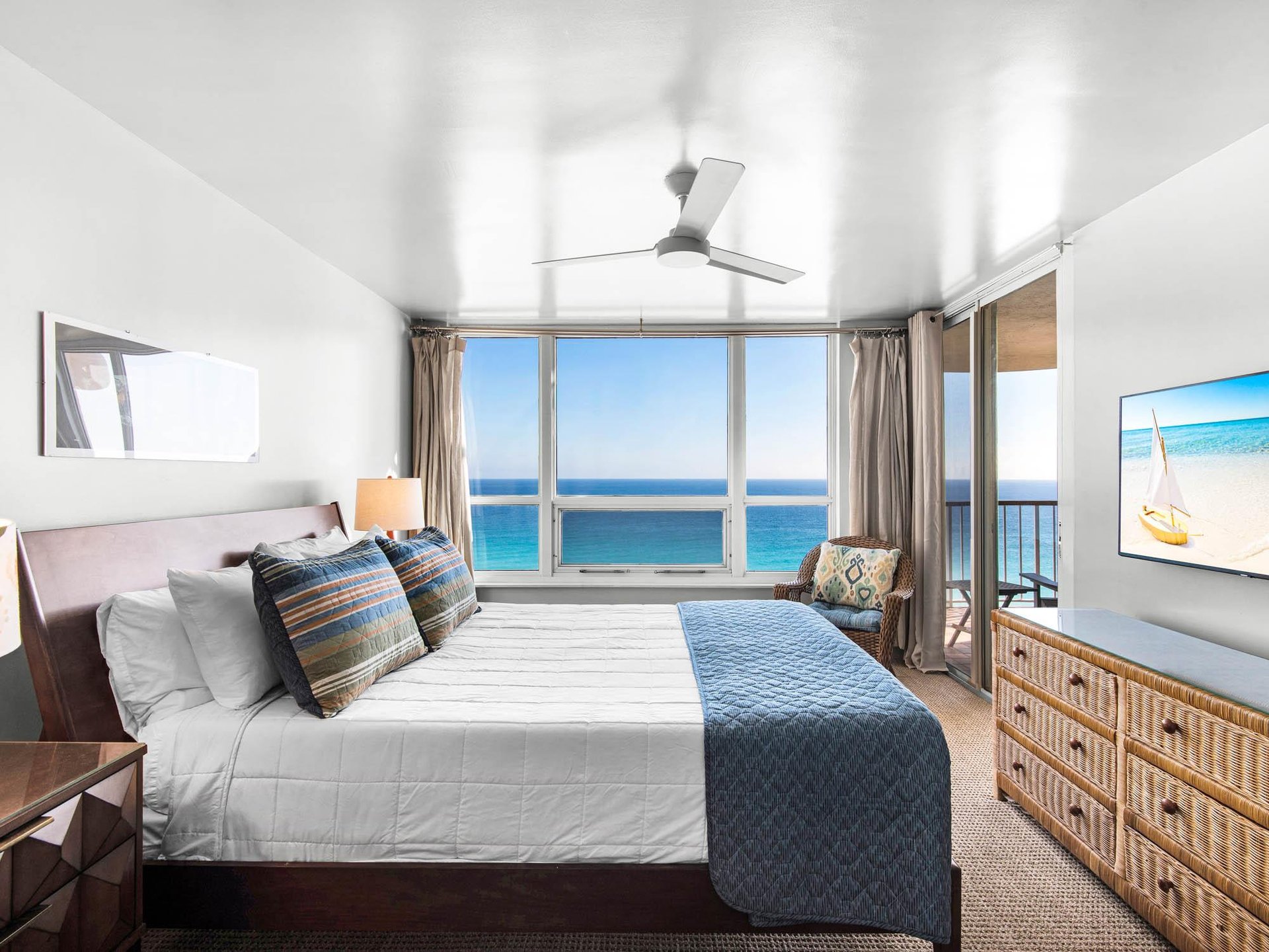 Bedroom 1 with a Queen Bed and Endless Gulf Views