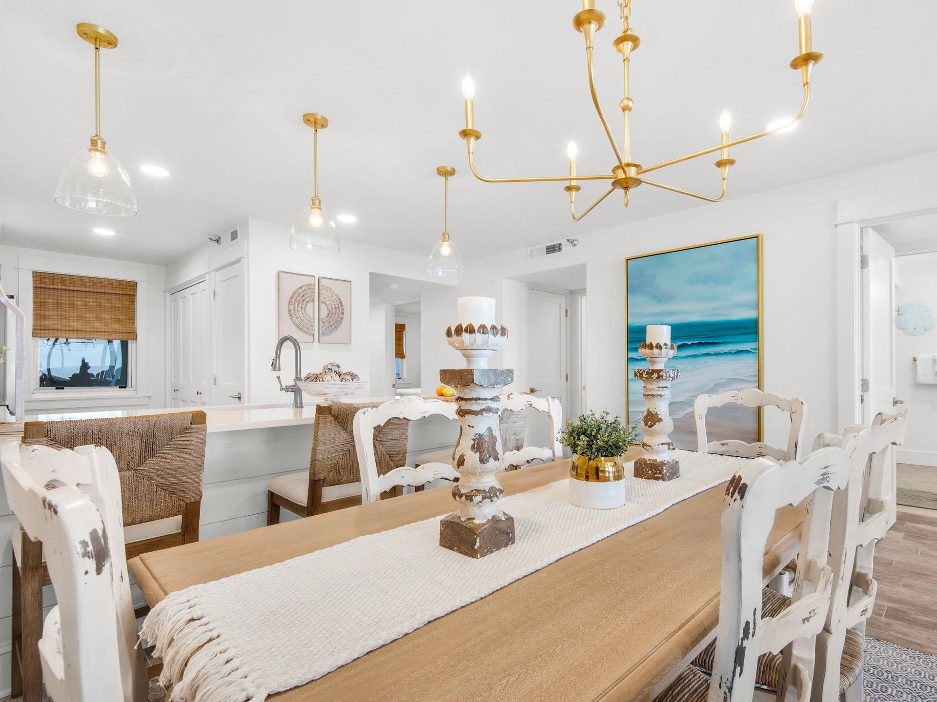 Gather around this stunning dining table where coastal charm meets elegant design, perfect for your memorable meals together.