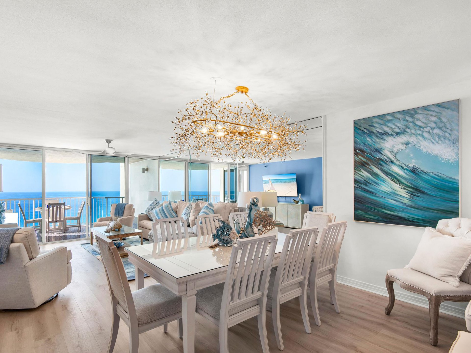 Dining Room and View to the Living Room and Gulf