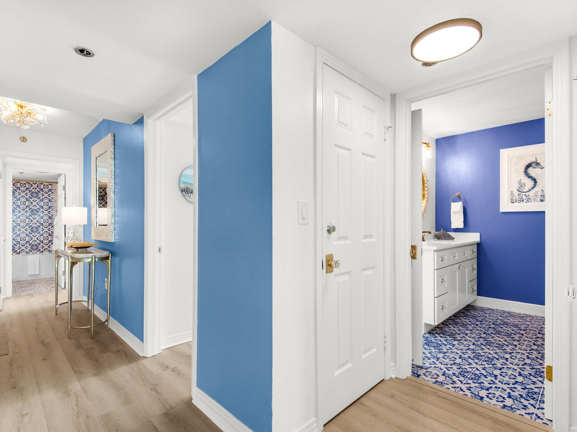 View of Bathroom 2 and North Hallway