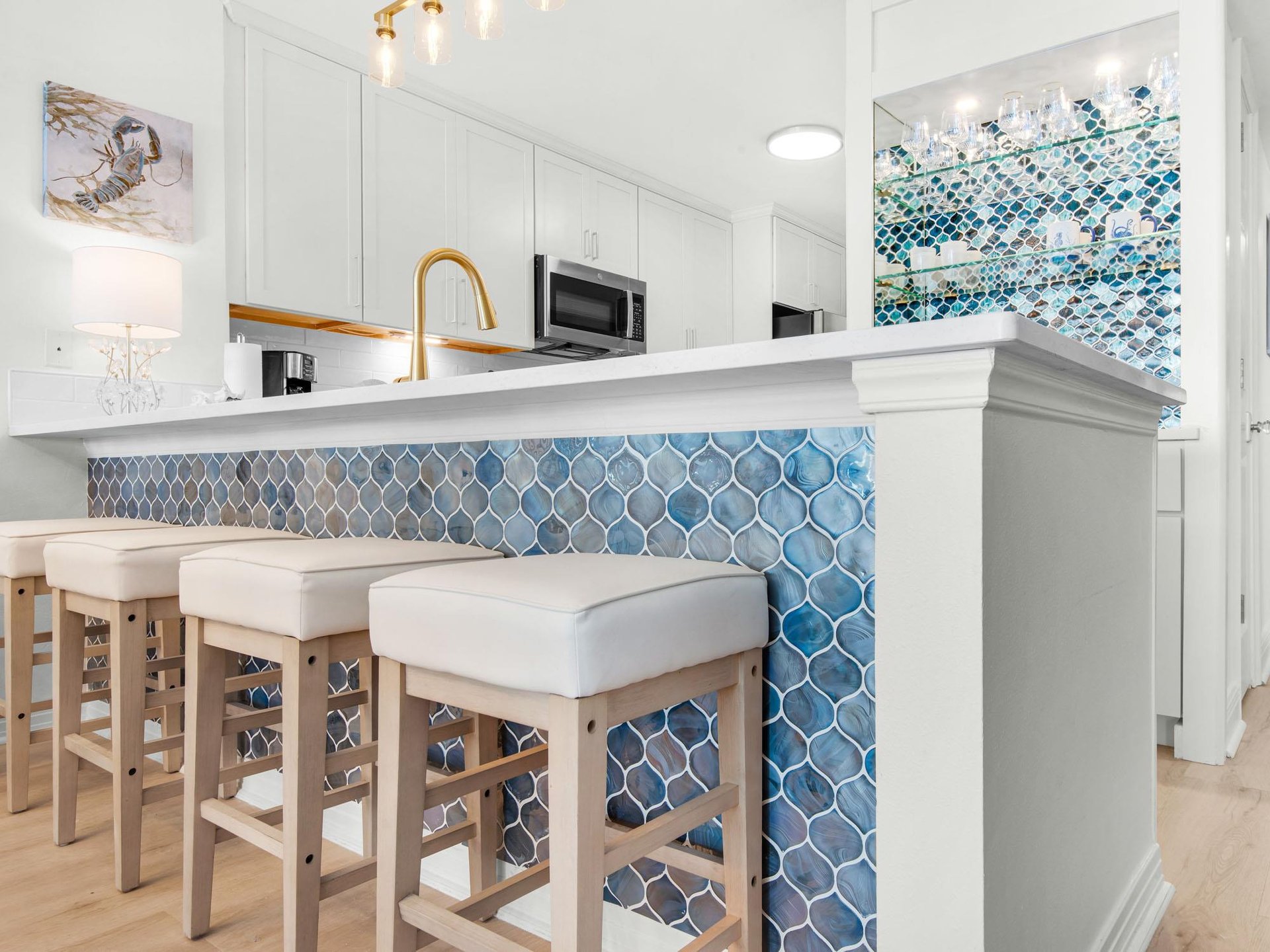 View of Intricate Tile Work on Bar