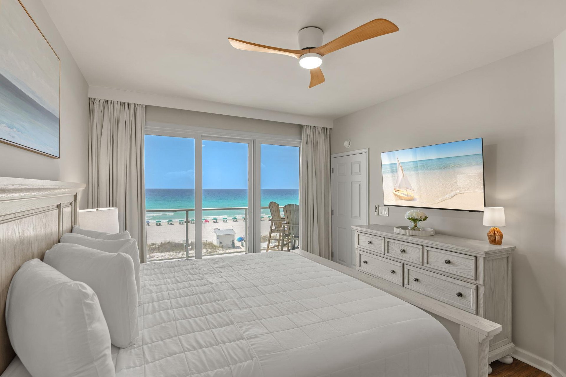 Wake up to stunning ocean views from your comfortable bed, then step onto your private balcony to breathe in the salty air.