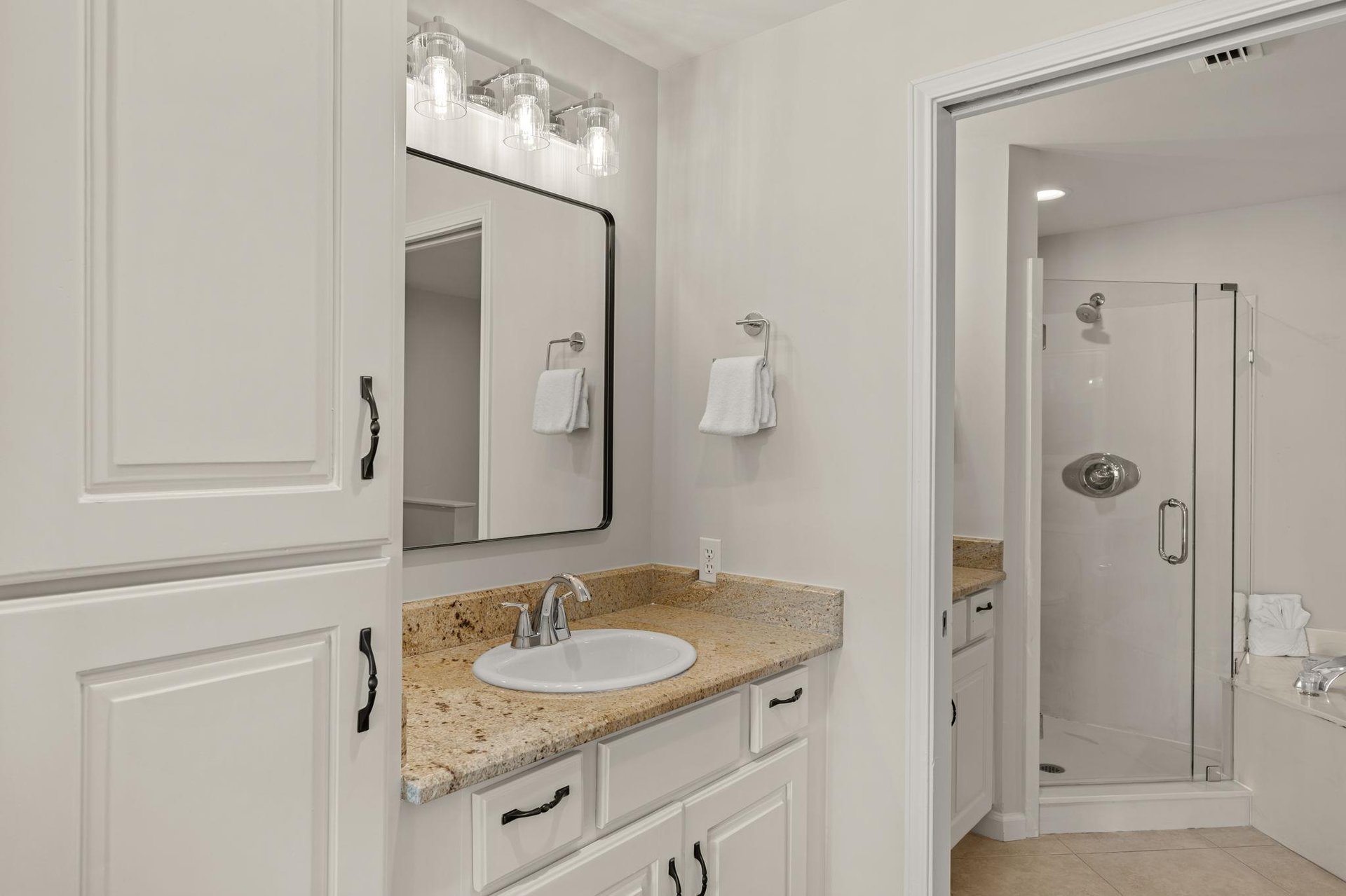 Pamper yourself in this elegant bathroom.