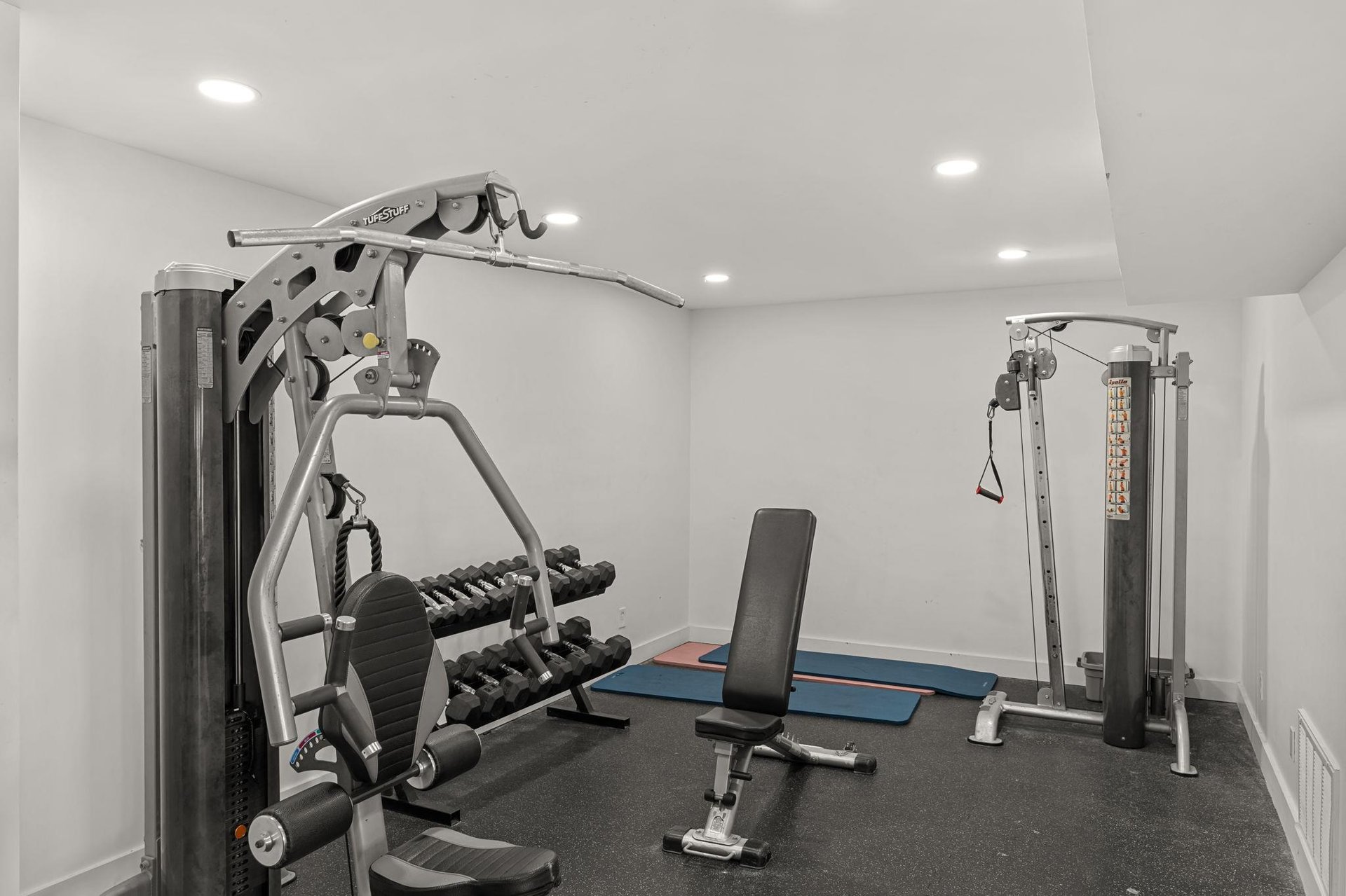 Your private fitness sanctuary awaits with professionalgrade equipment for strength training and cardio workouts.