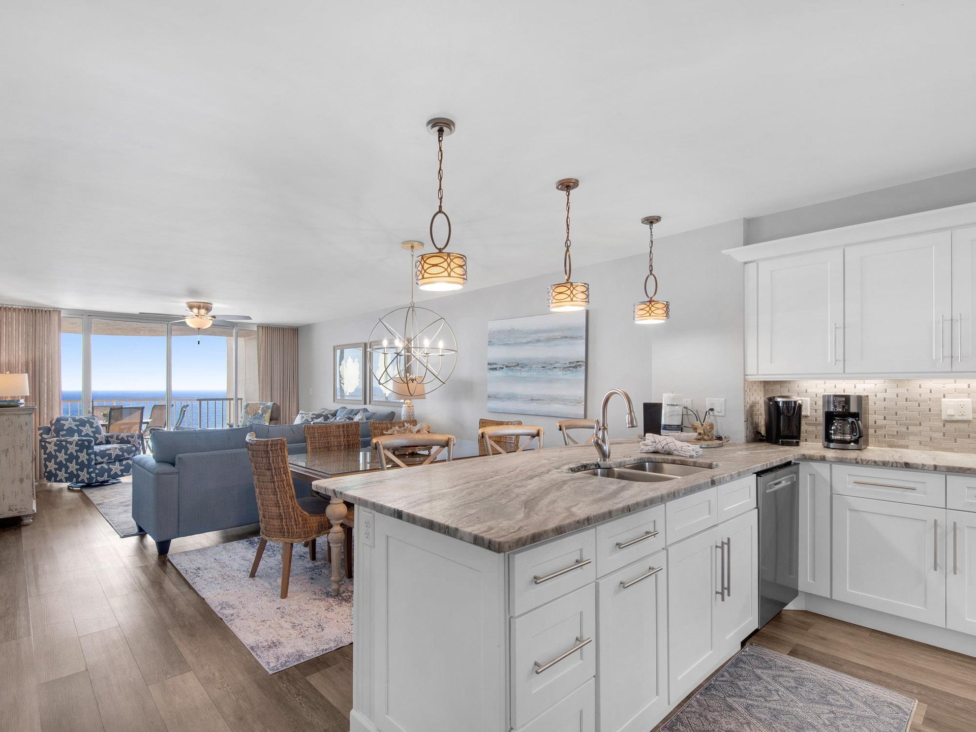 Open Kitchen, Dining and Living Area