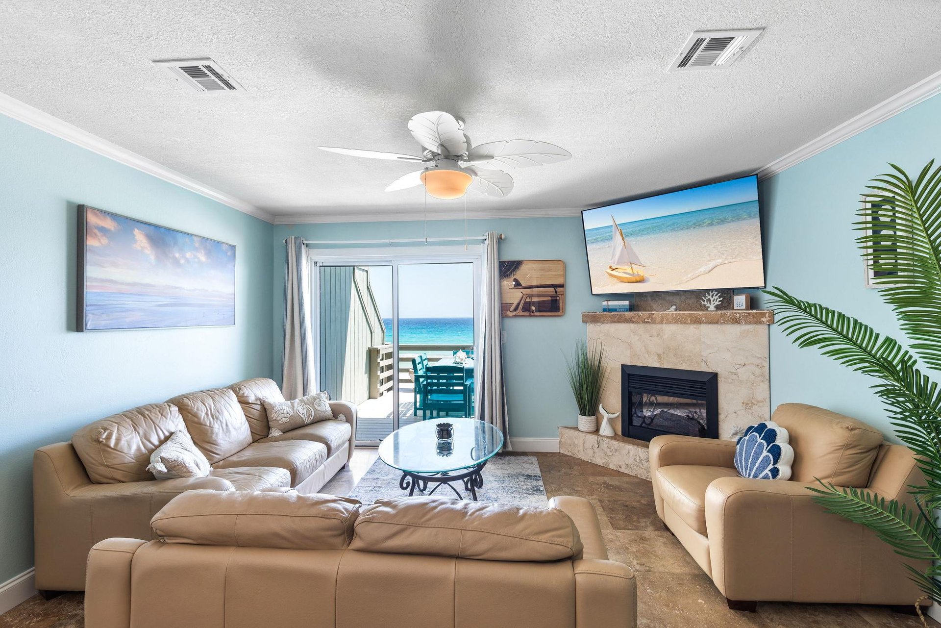 Living Room with an electric fireplace