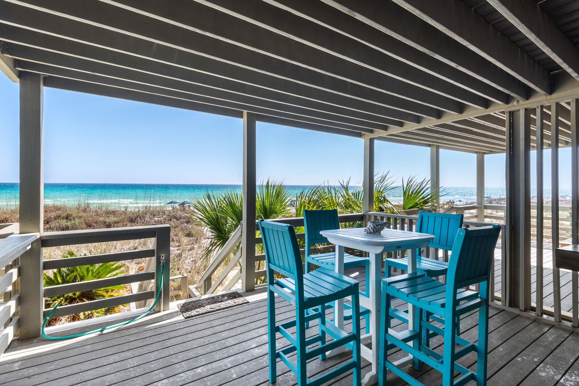 Additional dining  seating on the lower level deck