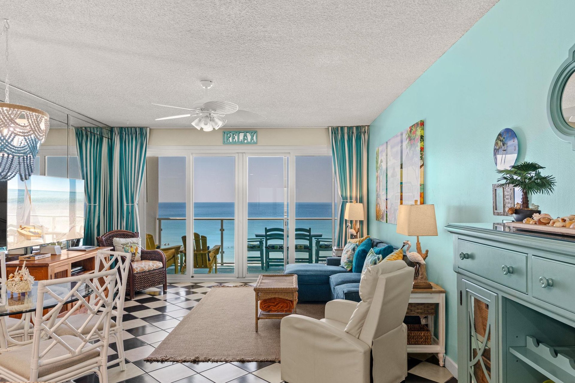 Make yourself at home in this bright coastal living space