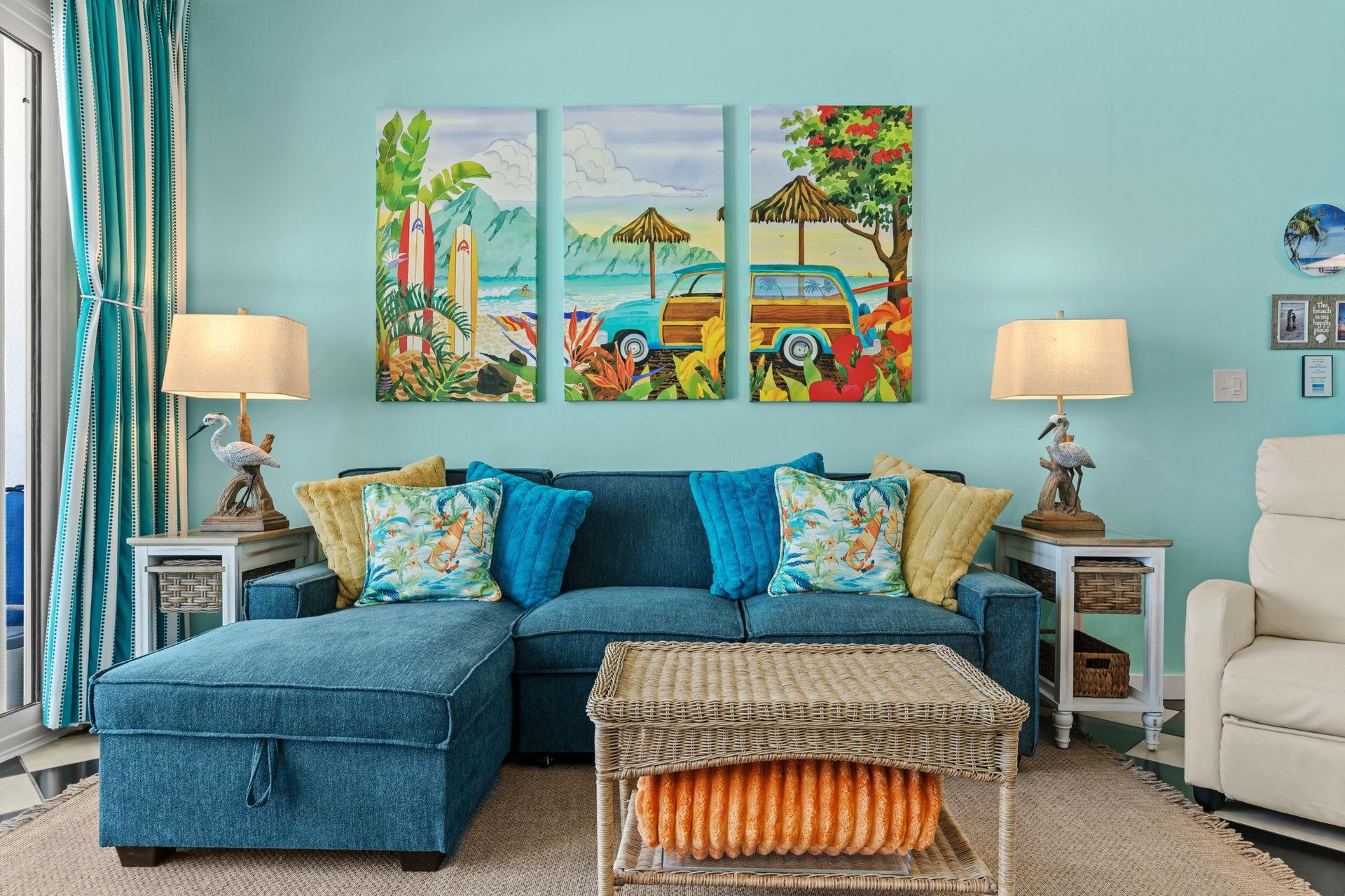 Relax on the couch after a full day on the Beach