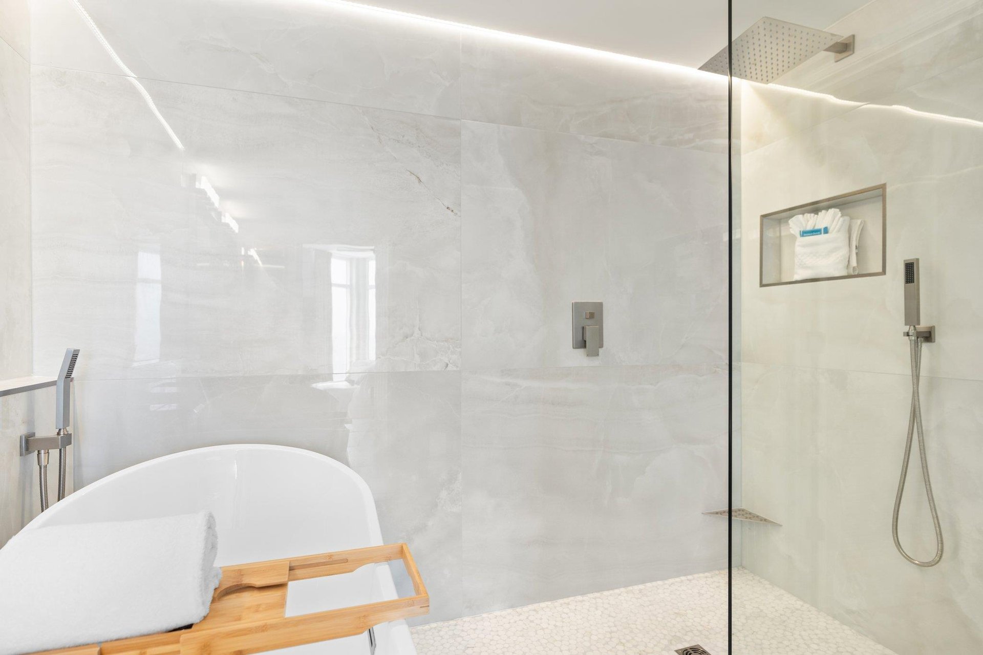 Spa Like Primary Shower and Soaking Tub