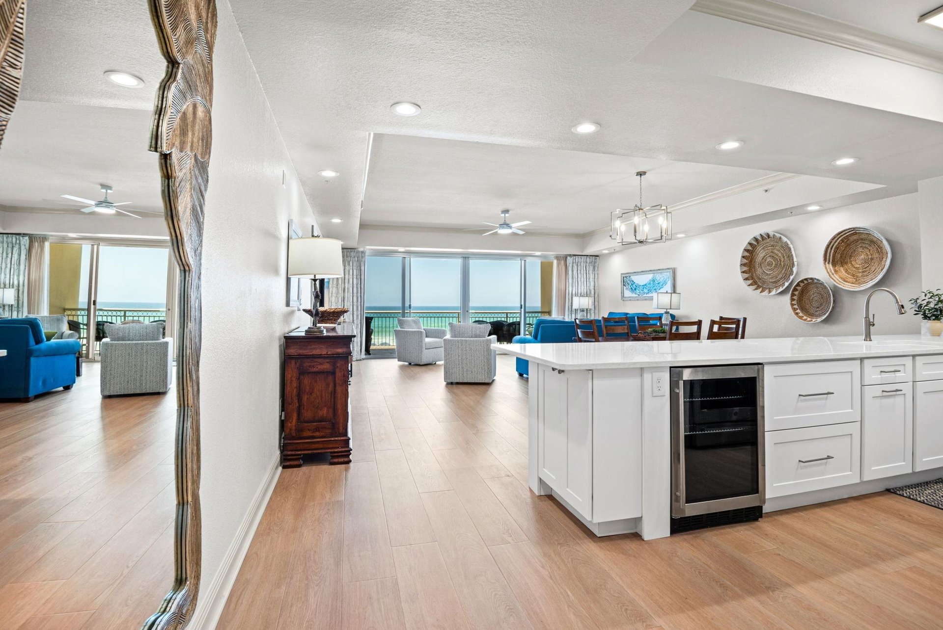 Bright openconcept living blending the main area into one spacious retreat with gulf views and coastal charm.